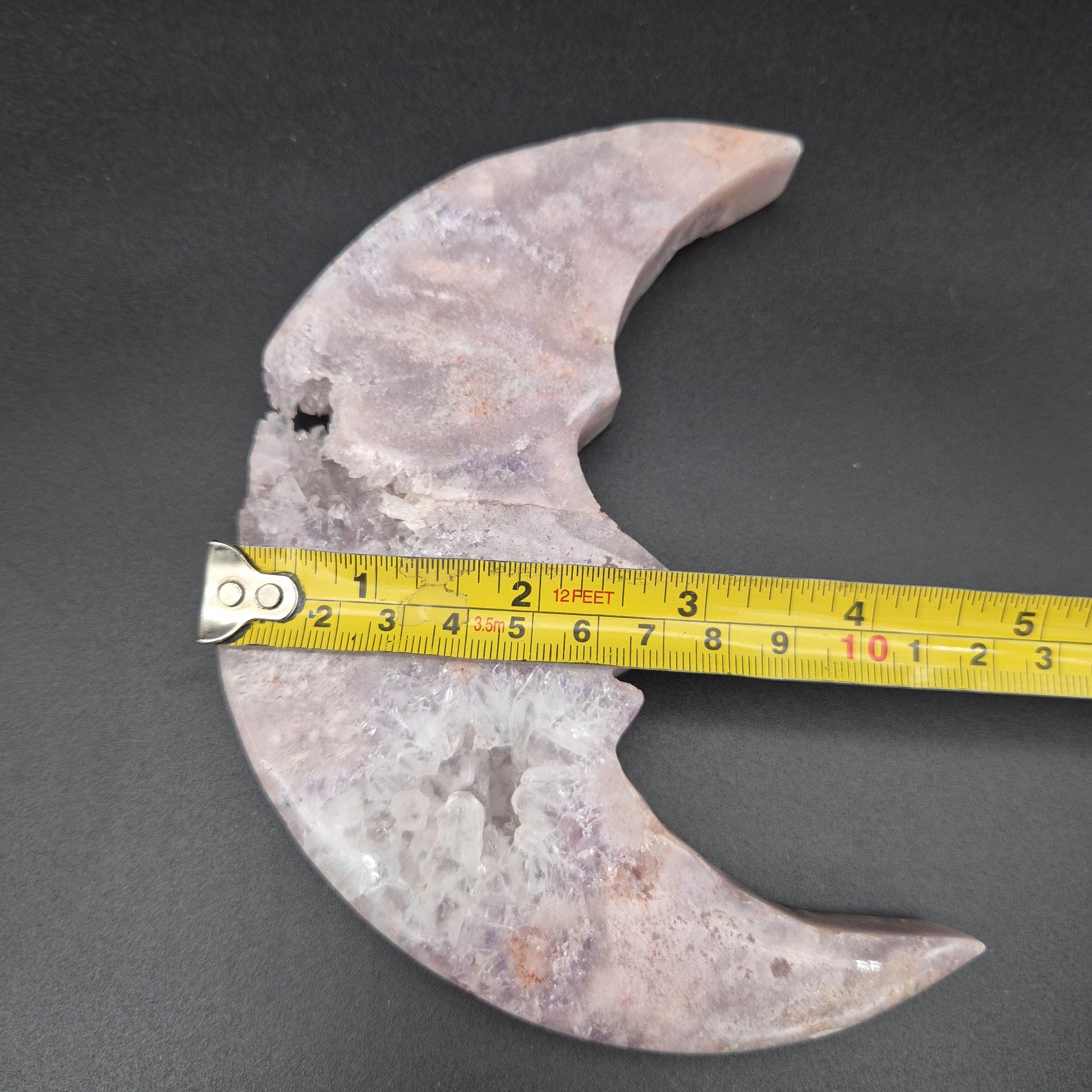AAA+ Druzy Pink Amethyst Crescent Moon Face Carving | Brazilian Crystal Display | .95 lbs Crystal Hoarder