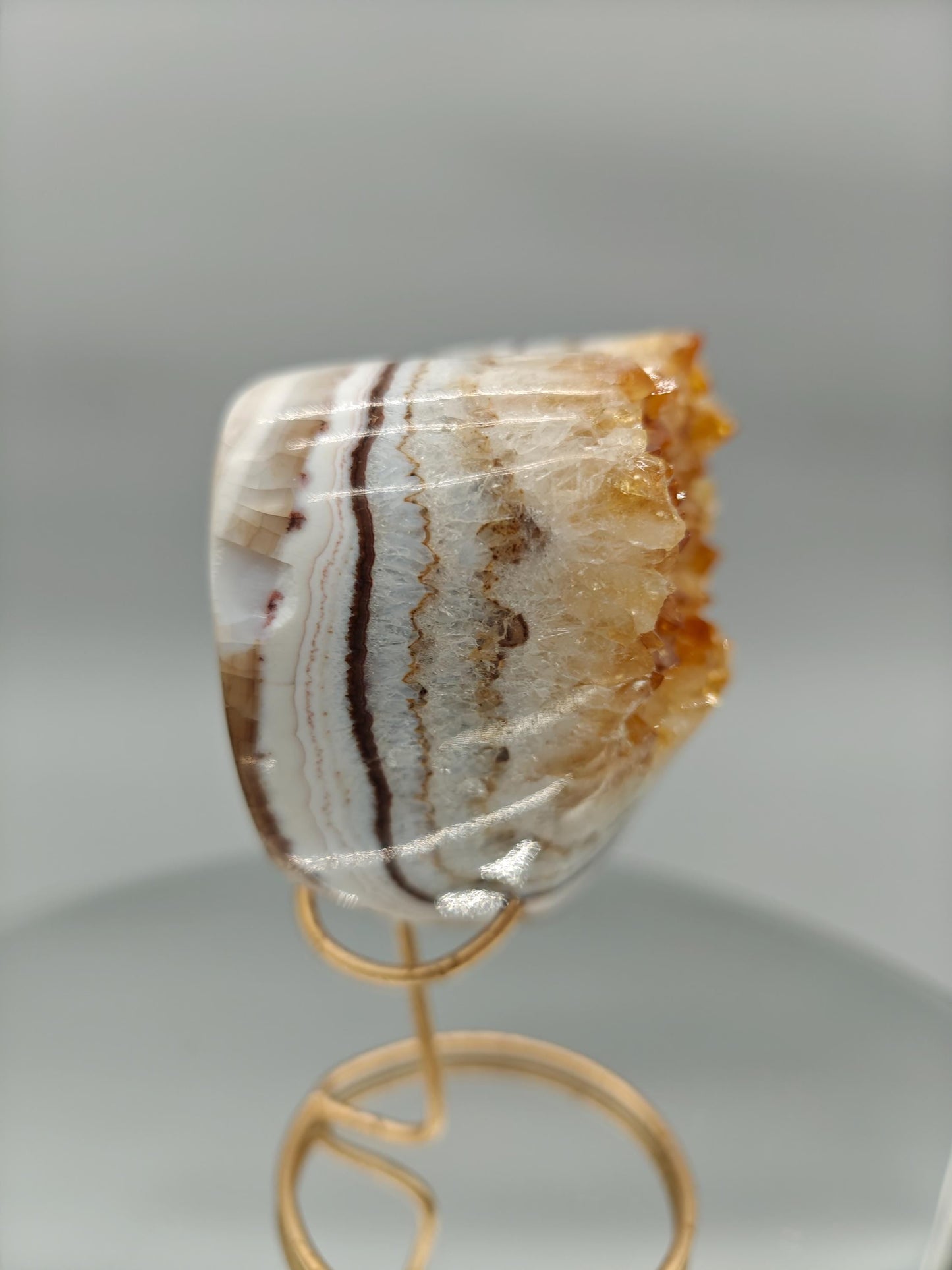 Super Rare Citrine Heart | Heat Treated Uruguay Amethyst | Gorgeous Banded Pattern | Fully Polished Crystal Crystal Hoarder
