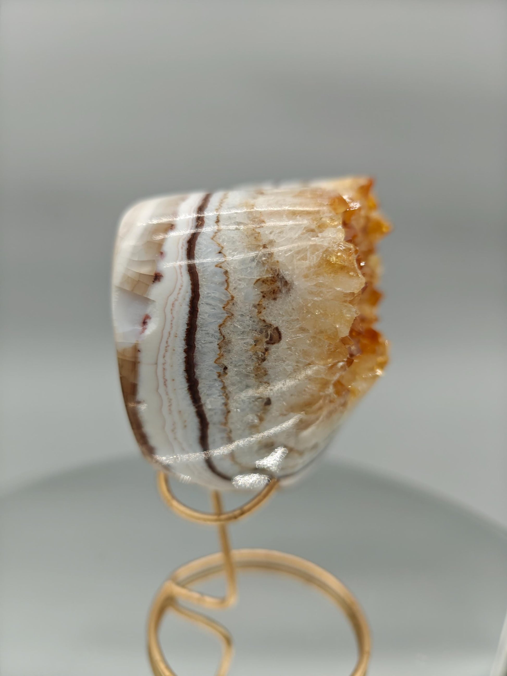 Super Rare Citrine Heart | Heat Treated Uruguay Amethyst | Gorgeous Banded Pattern | Fully Polished Crystal Crystal Hoarder