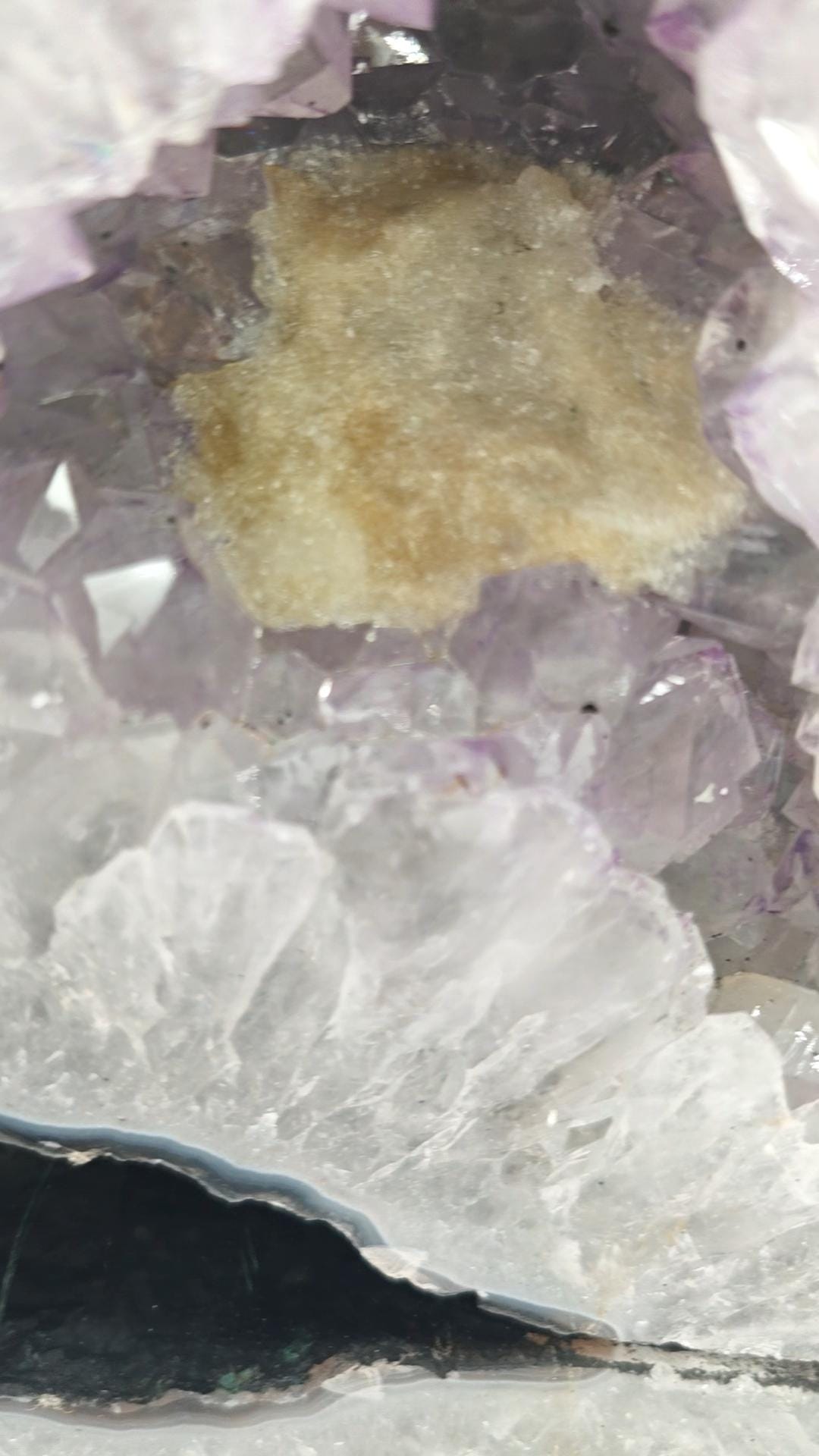 Amethyst Cathedral with Calcite - Brazilian Amethyst Geode - 11.22 lbs - 7.5 x 8.5in Crystal Hoarder