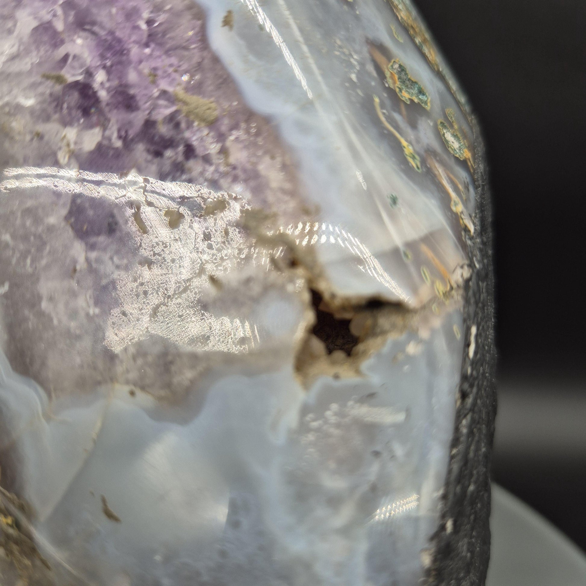 AAA+ Polished Amethyst Cathedral UV Reactive Calcite Dark Purple Blue Banded Agate 10x7x4 13 lbs Crystal Hoarder