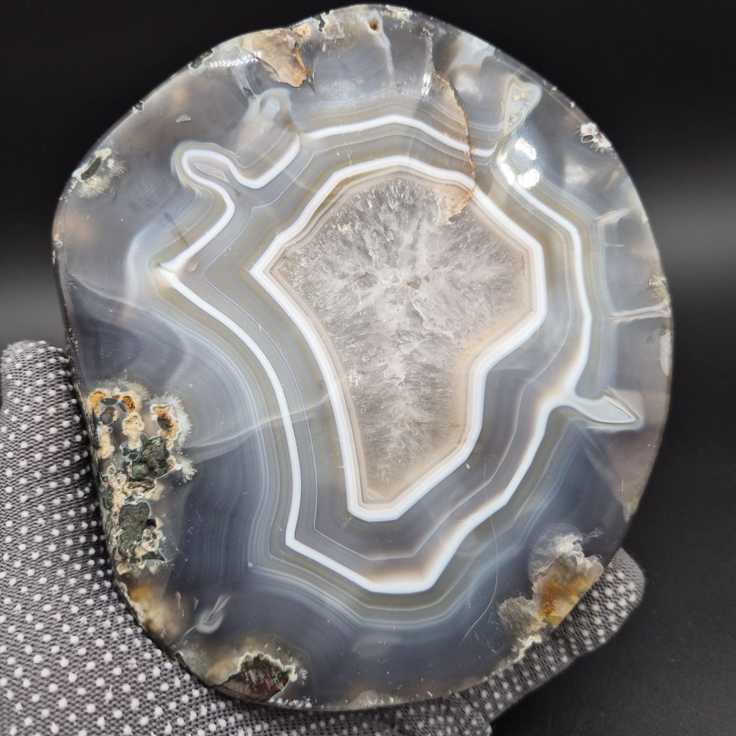 AAA+ Quartz with Blue Banded Agate Fully Polished Uruguay 4 lbs Crystal Hoarder Crystal Hoarder