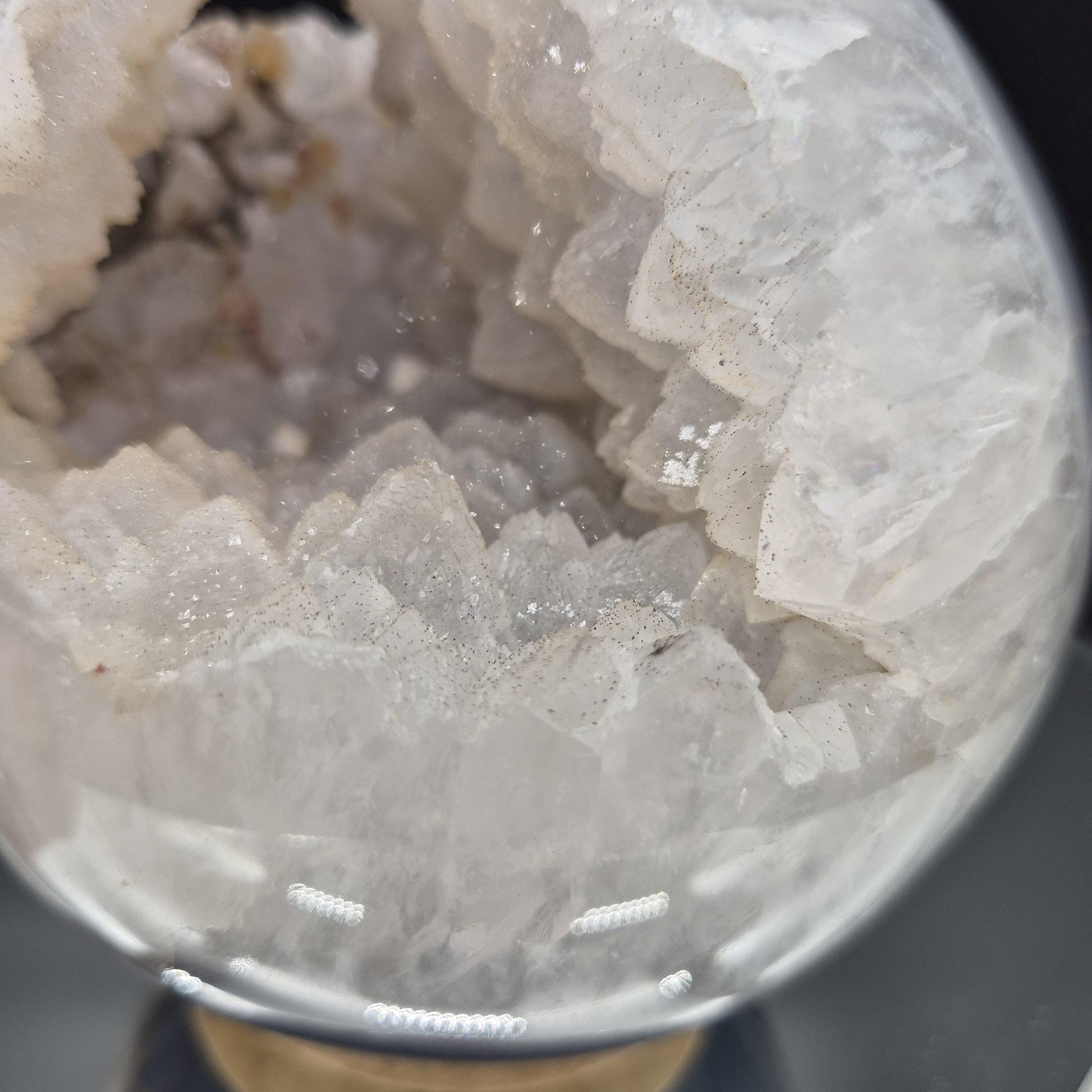 AAA+ Rare Sugar Druzy Amethyst Sphere with Calcite Hematite Blue Banded Agate 5 In (125mm) 5.24 lbs Brazil Crystal Hoarder