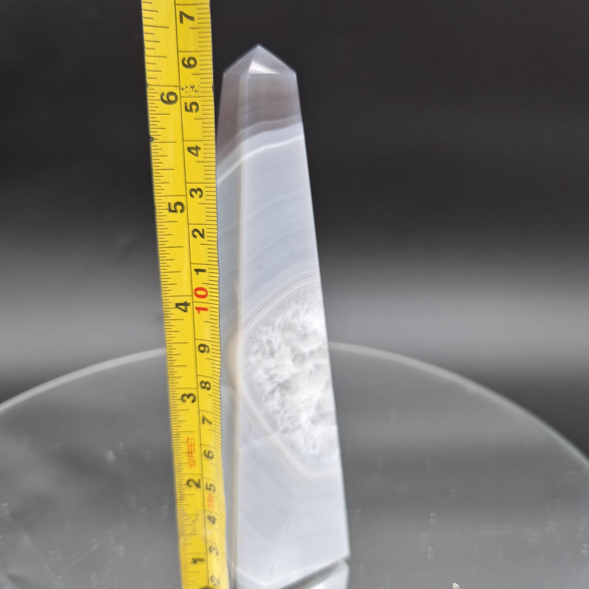 AAA+ Blue Banded Agate Quartz Obelisk Tower | Brazilian Crystal Point | 6.5 Inch Tower | 0.86 lbs Crystal Hoarder