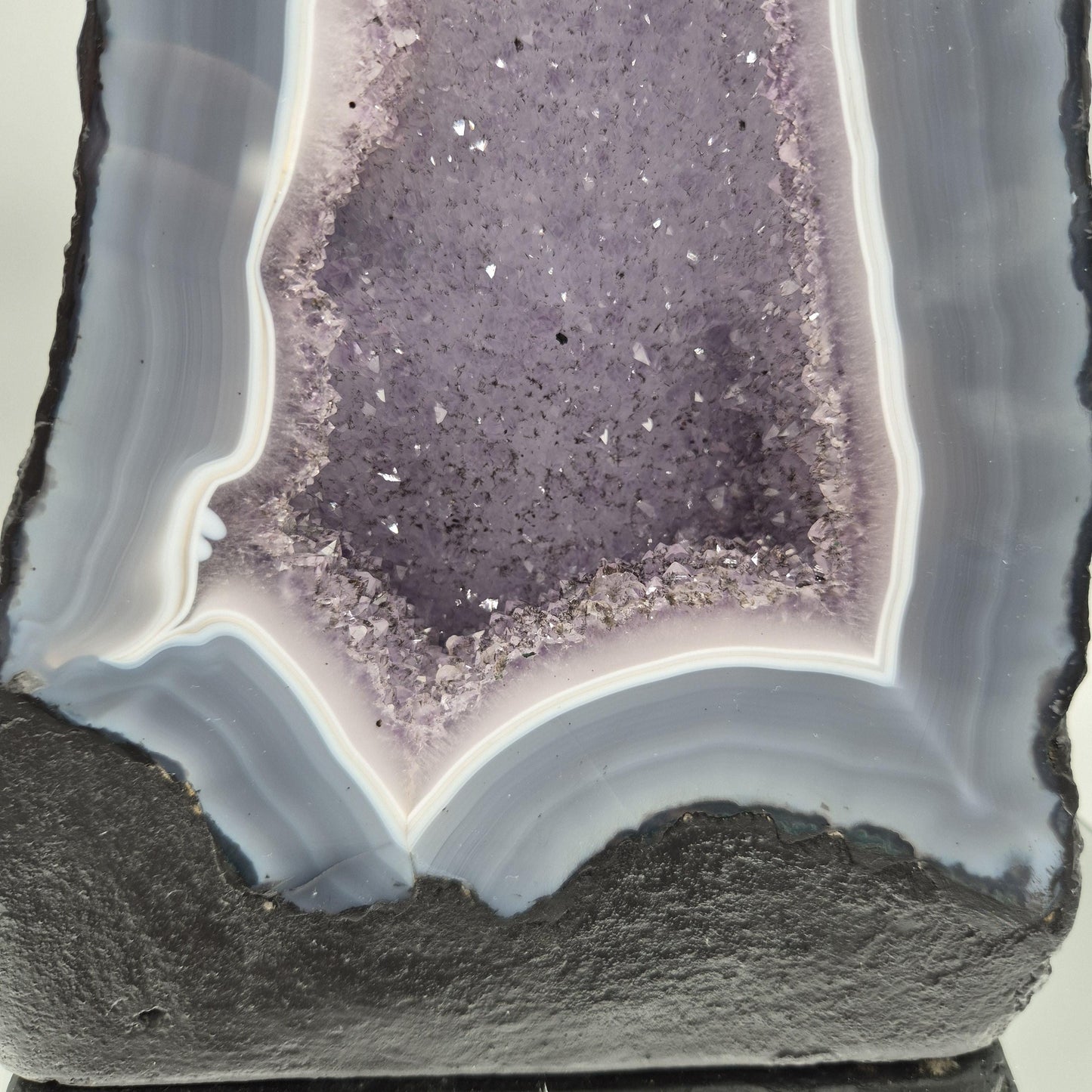 AAA+ Druzy Amethyst Cathedral with Blue Banded Agate | Brazil Amethyst Geode | Large Statement Crystal | Collector Specimen | 19.02 lb Crystal Hoarder