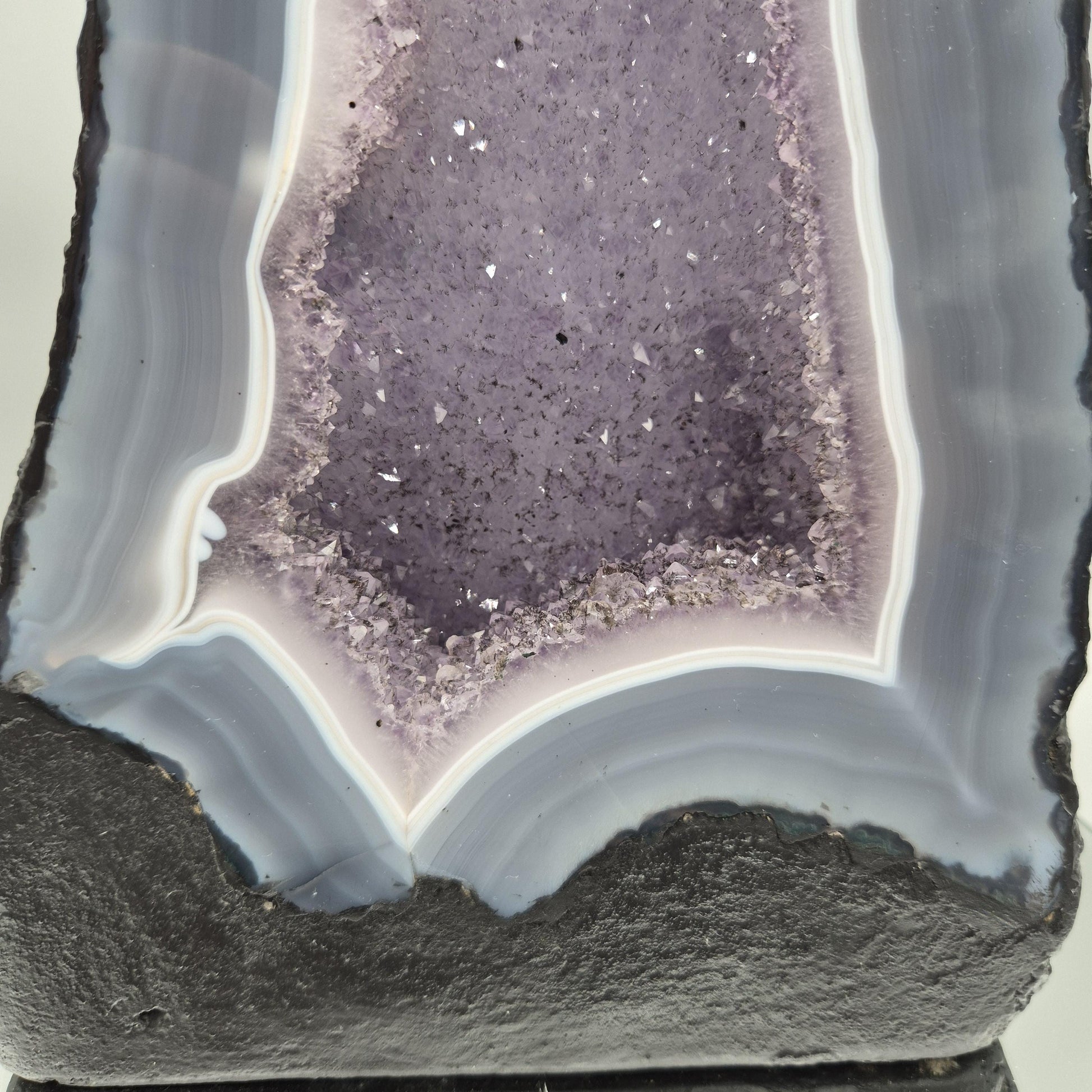 AAA+ Druzy Amethyst Cathedral with Blue Banded Agate | Brazil Amethyst Geode | Large Statement Crystal | Collector Specimen | 19.02 lb Crystal Hoarder