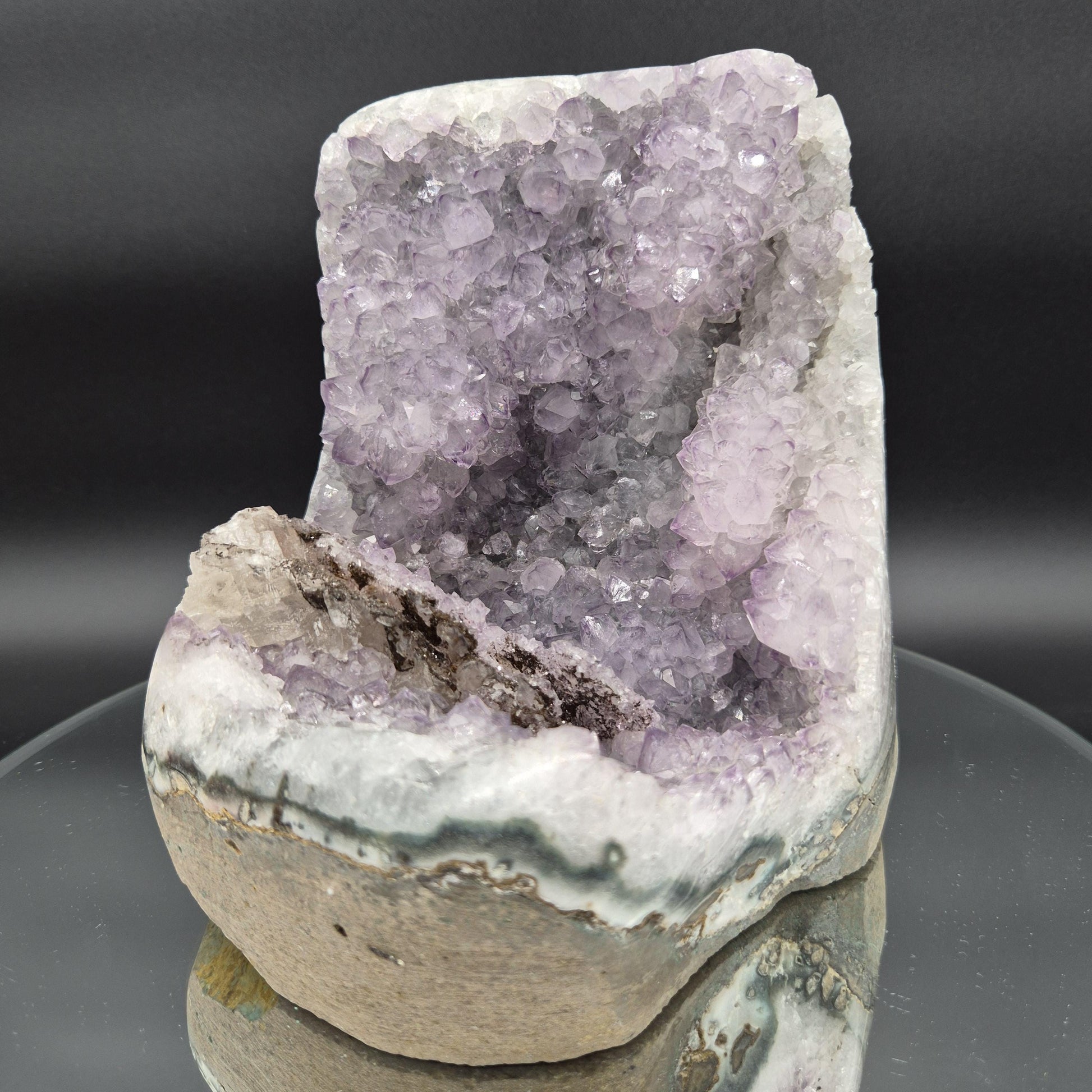 Amethyst with Calcite and Sugar Hematite Brazil Crystal Cluster 9.32 lb 6.5x6.5x6.5 Mineral Specimen Display Crystal Hoarder