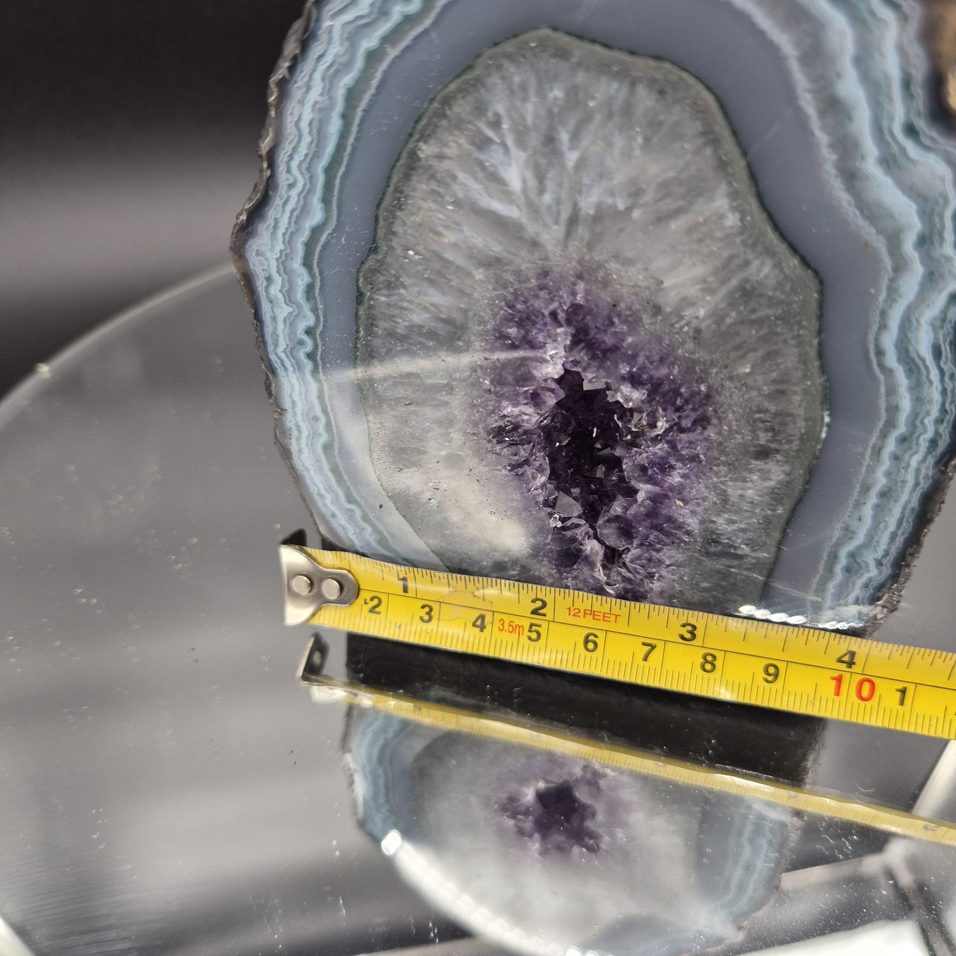 Super Rare Amethyst Cathedral Green and Blue Banded Agate Uruguay 5x4x3 3.09 lbs Crystal Hoarder