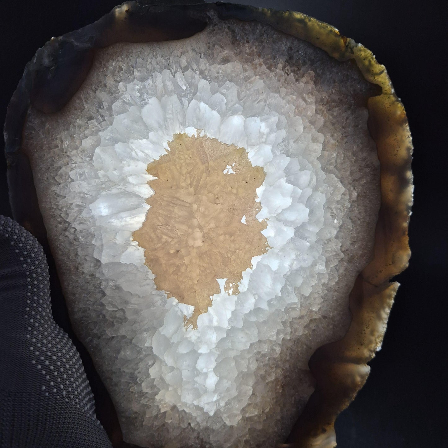 AAA+ Huge Rare Agate Slab with Rainbow Quartz, Pink Agate & Blue Banded Agate Border | Brazil | 5.74 lbs Crystal Hoarder