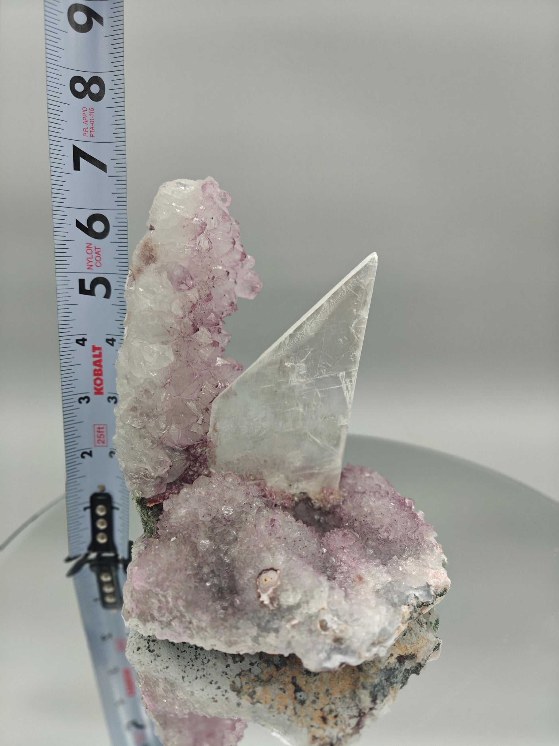 Zeolite Amethyst Flower with Selenite Sculpture - Brazilian Crystal Specimen - Natural Mineral Display - 6.5in Tall Statement Piece Crystal Hoarder