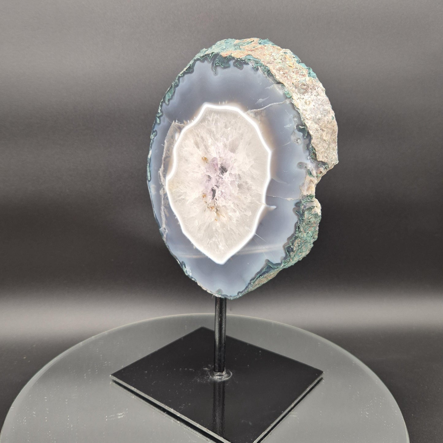 Amethyst with Blue Banded Agate Portal Brazil 4.9 lbs 11x6x1.25 Druzy Crystal Display Crystal Hoarder