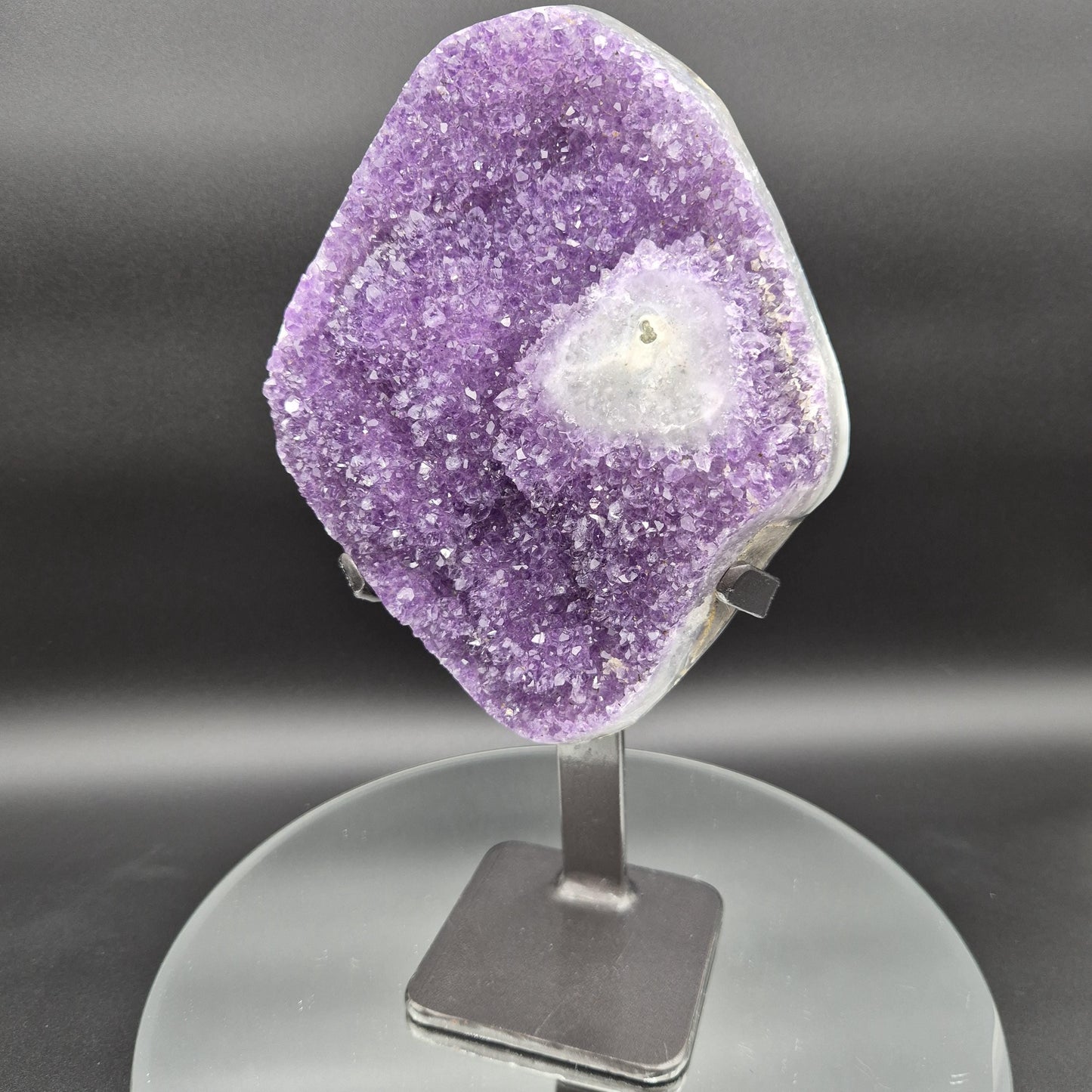 AAA+ Uruguay Amethyst with Stalactite Eye - 7.1 lbs - 12.5 x 6.5in - Rare Druzy Quartz Cathedral - One of a Kind Statement Piece Crystal Hoarder