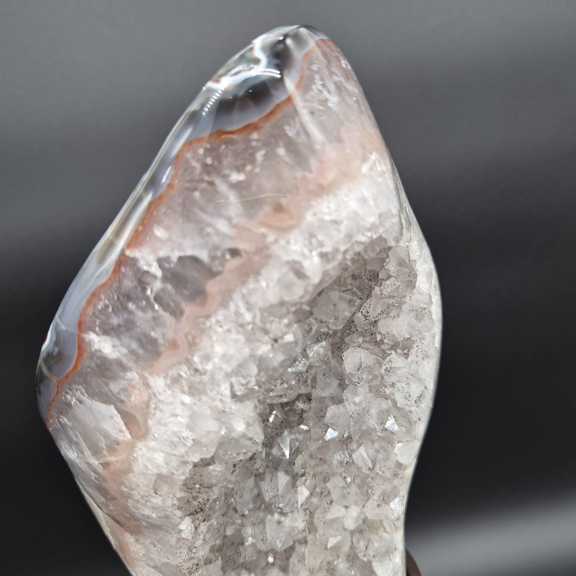 AAA+ One of a Kind Fully Polished Quartz with Pink and Blue Banded Agate Uruguay 7.68 lb 14.5x5x3 Crystal Display Crystal Hoarder