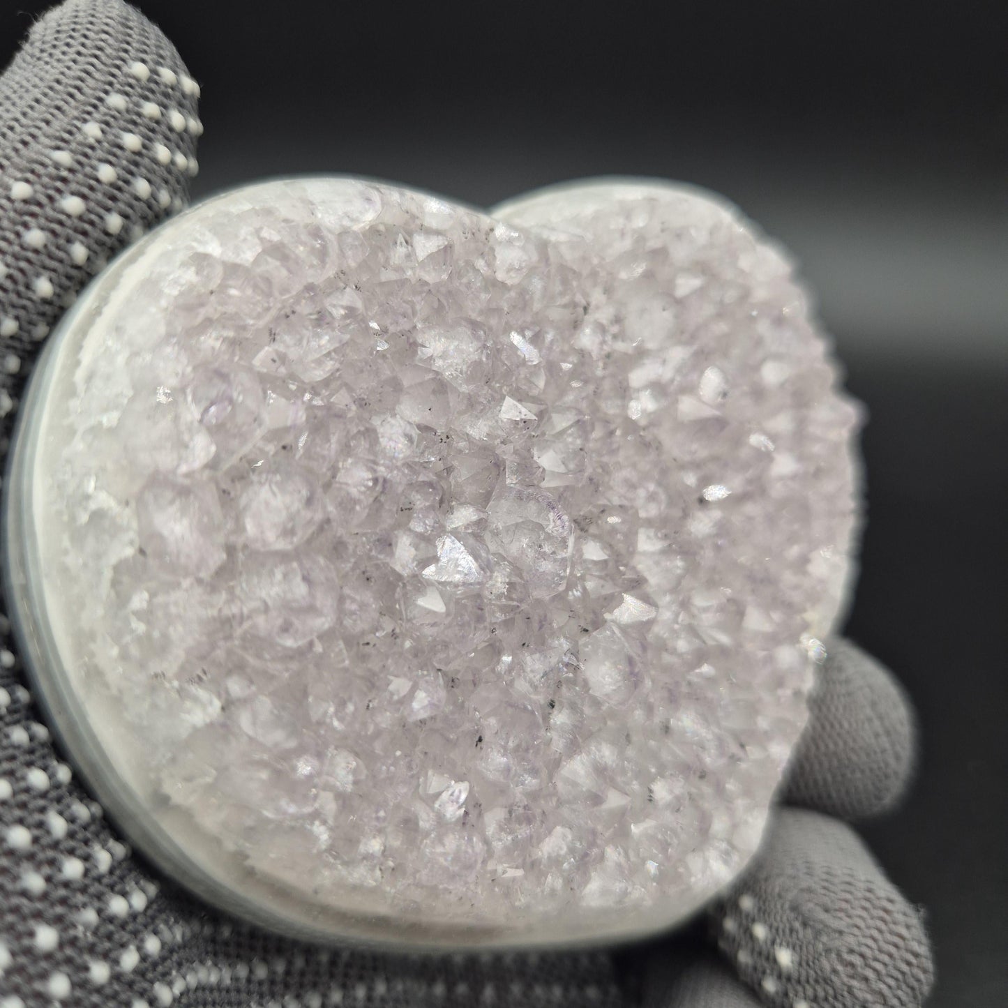 Lilac Amethyst with Blue Banded Agate Heart - Fully Polished Uruguay Specimen - 4 x 3in - 1.11 lbs - Collector Crystal Display Crystal Hoarder