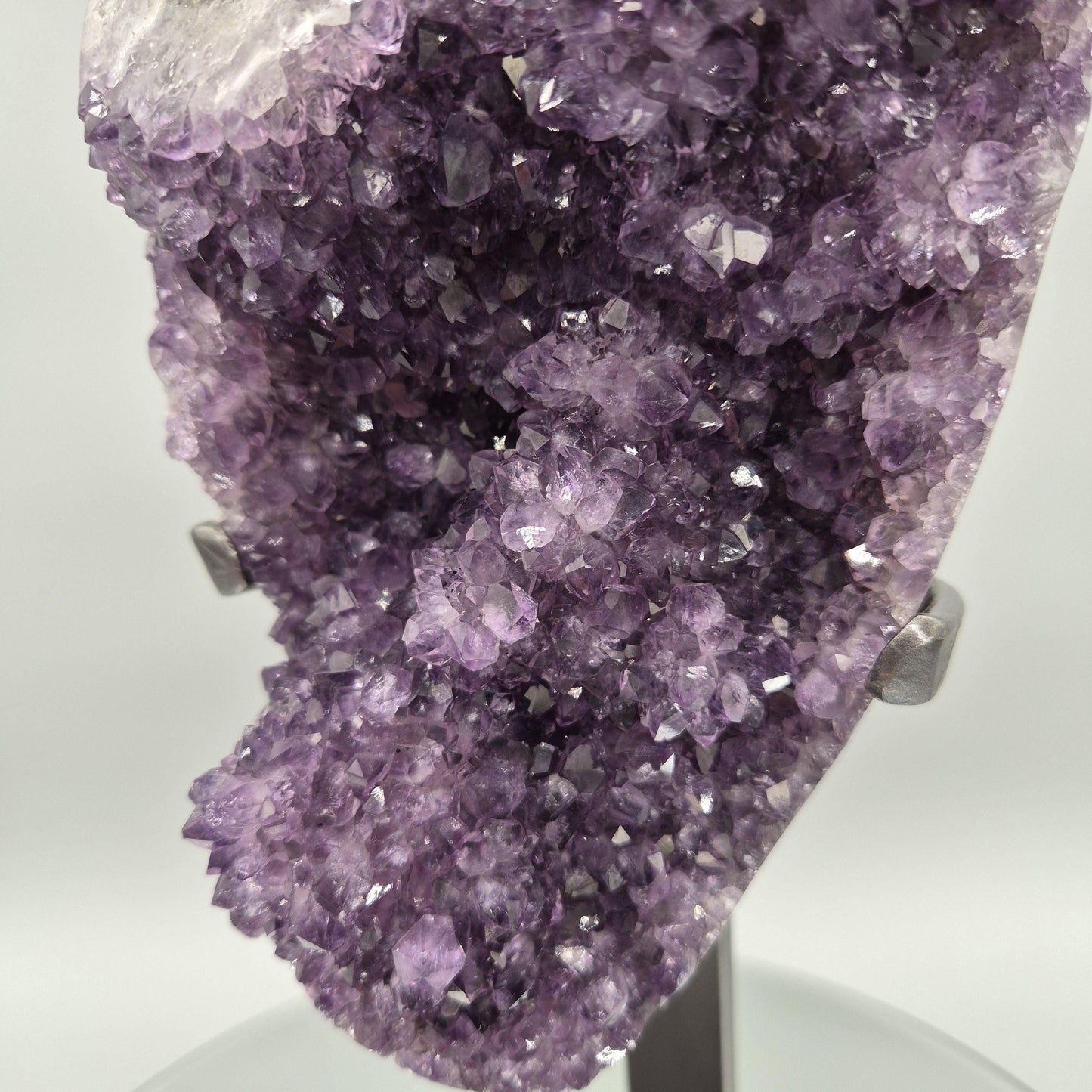 AAA+ Druzy Amethyst with Stalactite Eye on Stand - Uruguay Amethyst Specimen - 15in Tall Crystal Display - 9.375 lbs Crystal Hoarder