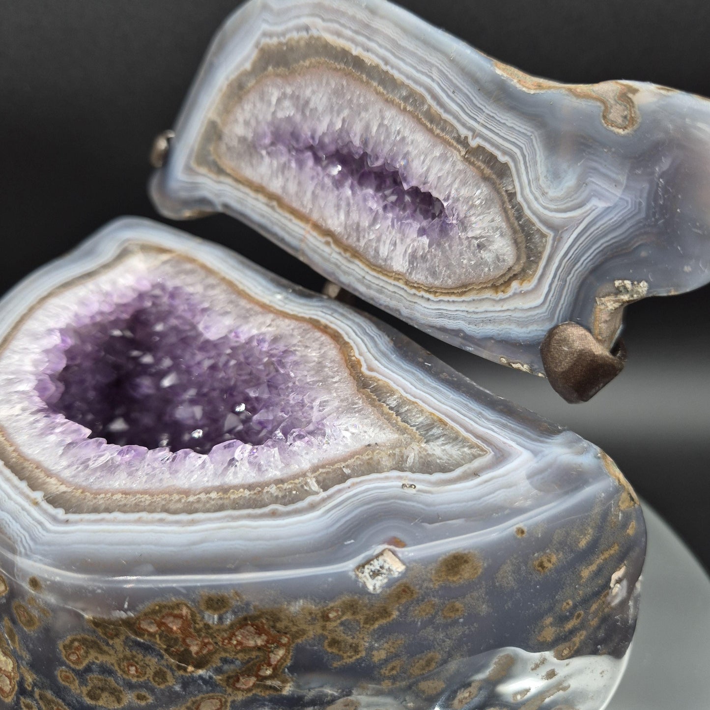 Decorative Amethyst with Blue Banded Agate Jewelry Box Uruguay 9.09 lb 8x7.5x6 Crystal Display Geode Crystal Hoarder