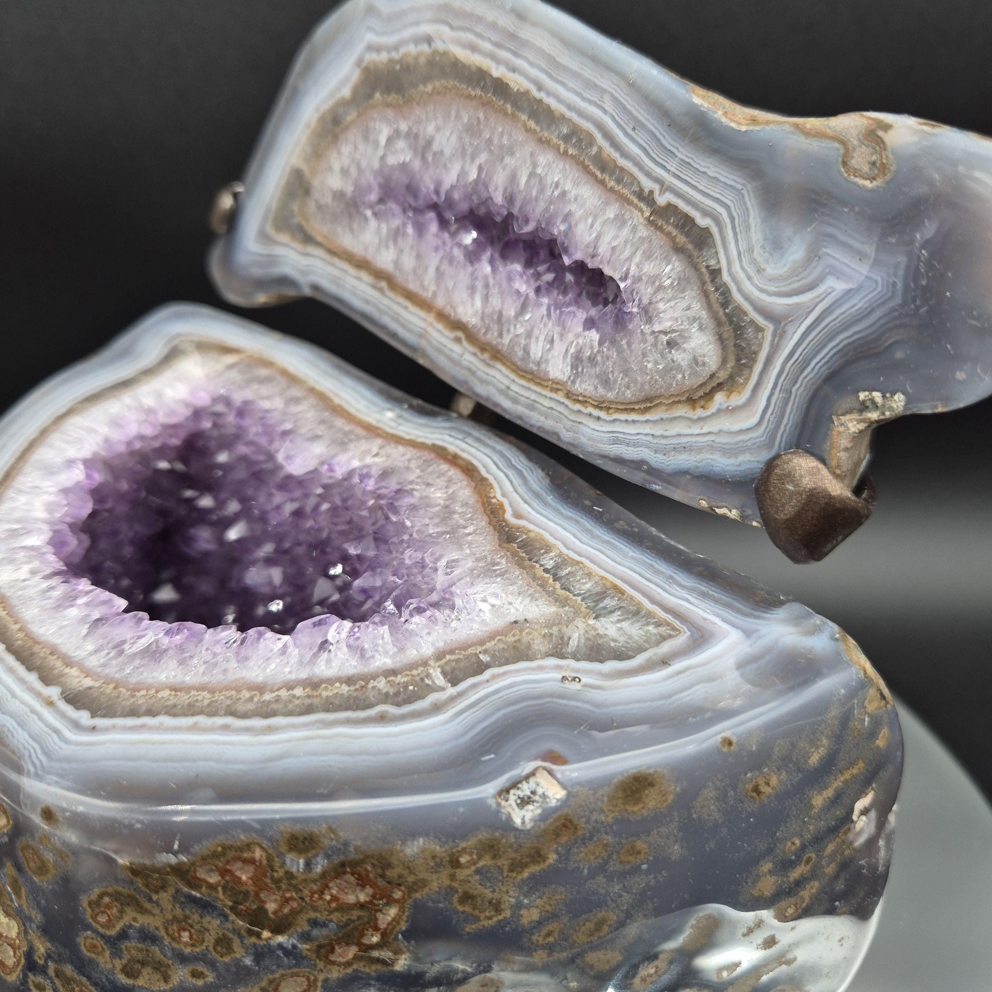 Decorative Amethyst with Blue Banded Agate Jewelry Box Uruguay 9.09 lb 8x7.5x6 Crystal Display Geode Crystal Hoarder