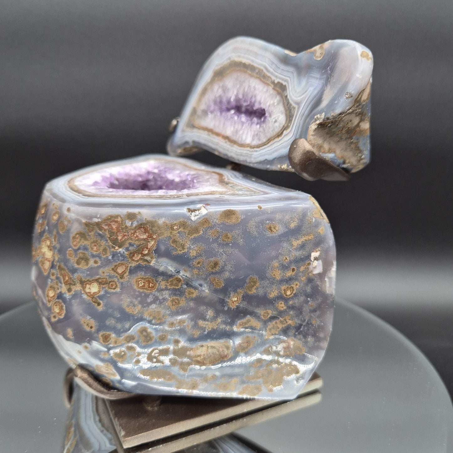 Decorative Amethyst with Blue Banded Agate Jewelry Box Uruguay 9.09 lb 8x7.5x6 Crystal Display Geode Crystal Hoarder
