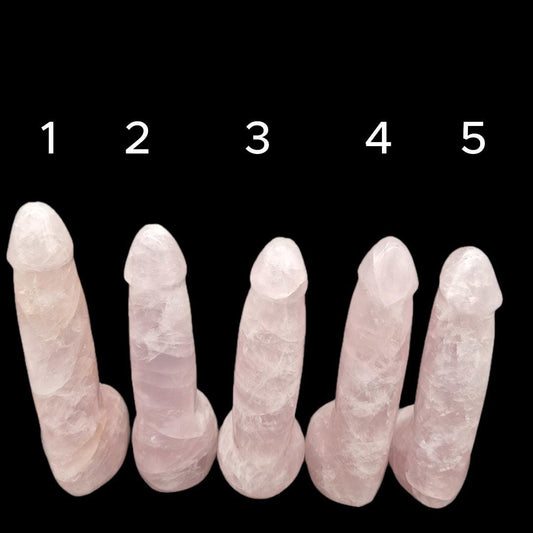 Rose Quartz Penis Sculpture Set | Hand Carved Crystal Collection | Funny Gift | Pink Crystal Decor | Meet the C’s Series Crystal Hoarder