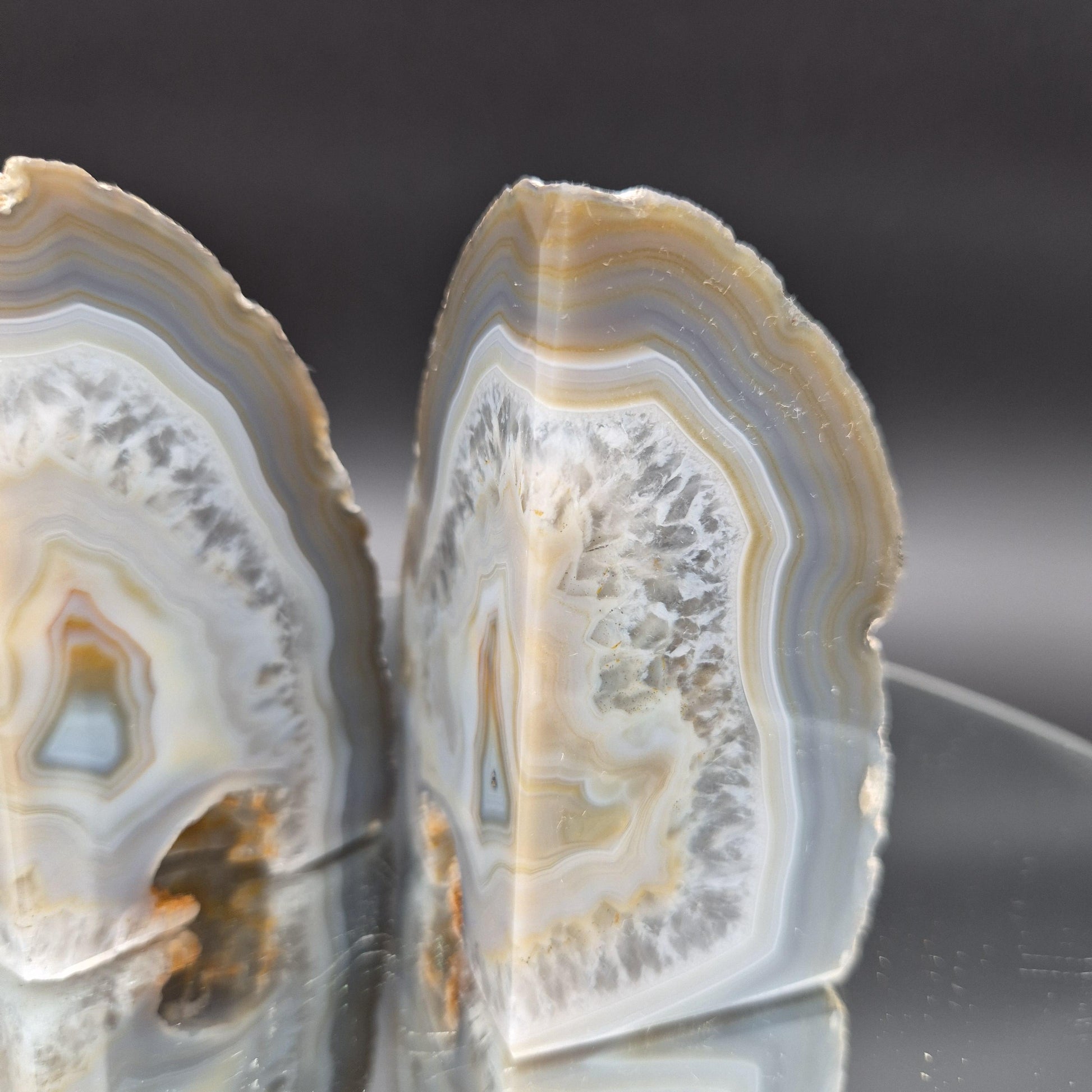 Two in One 2 Sided Blue Banded Agate Bookends from Brazil 1.44 lbs Crystal Hoarder