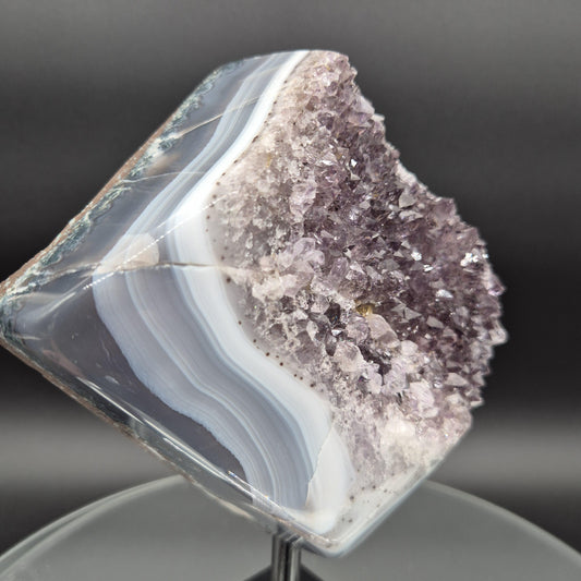 AAA+ Amethyst with Blue Banded Agate on Stand 8.5x6.5x3 5.08 lbs Brazil Crystal Hoarder