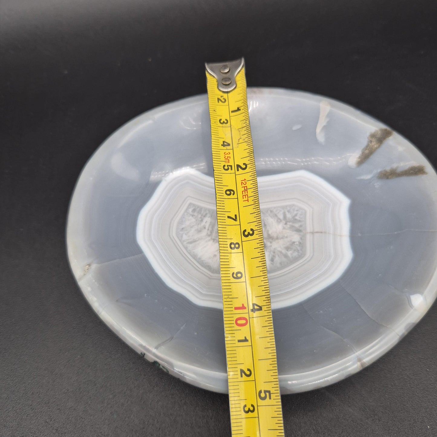 AAA+ Blue Banded Agate Quartz Bowl Brazil 5.5x5x1 1.5 lbs - Can be Backlit Crystal Hoarder