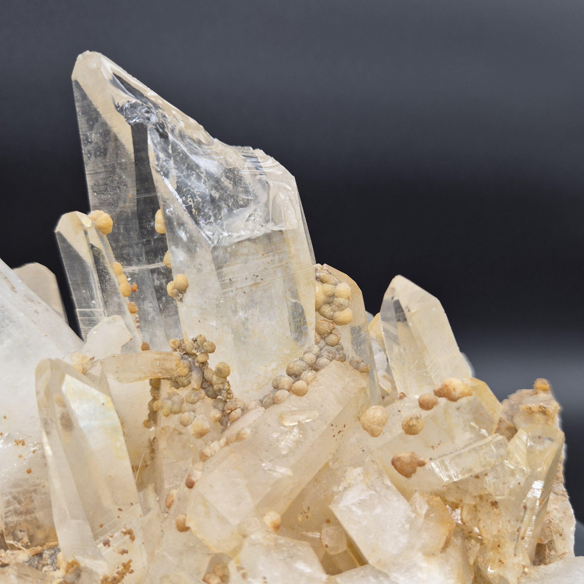 Huge Golden Healer Clear Lemurian Quartz Cluster with Rare Calcite Balls - 5 lb, 8 x 5in Crystal Hoarder