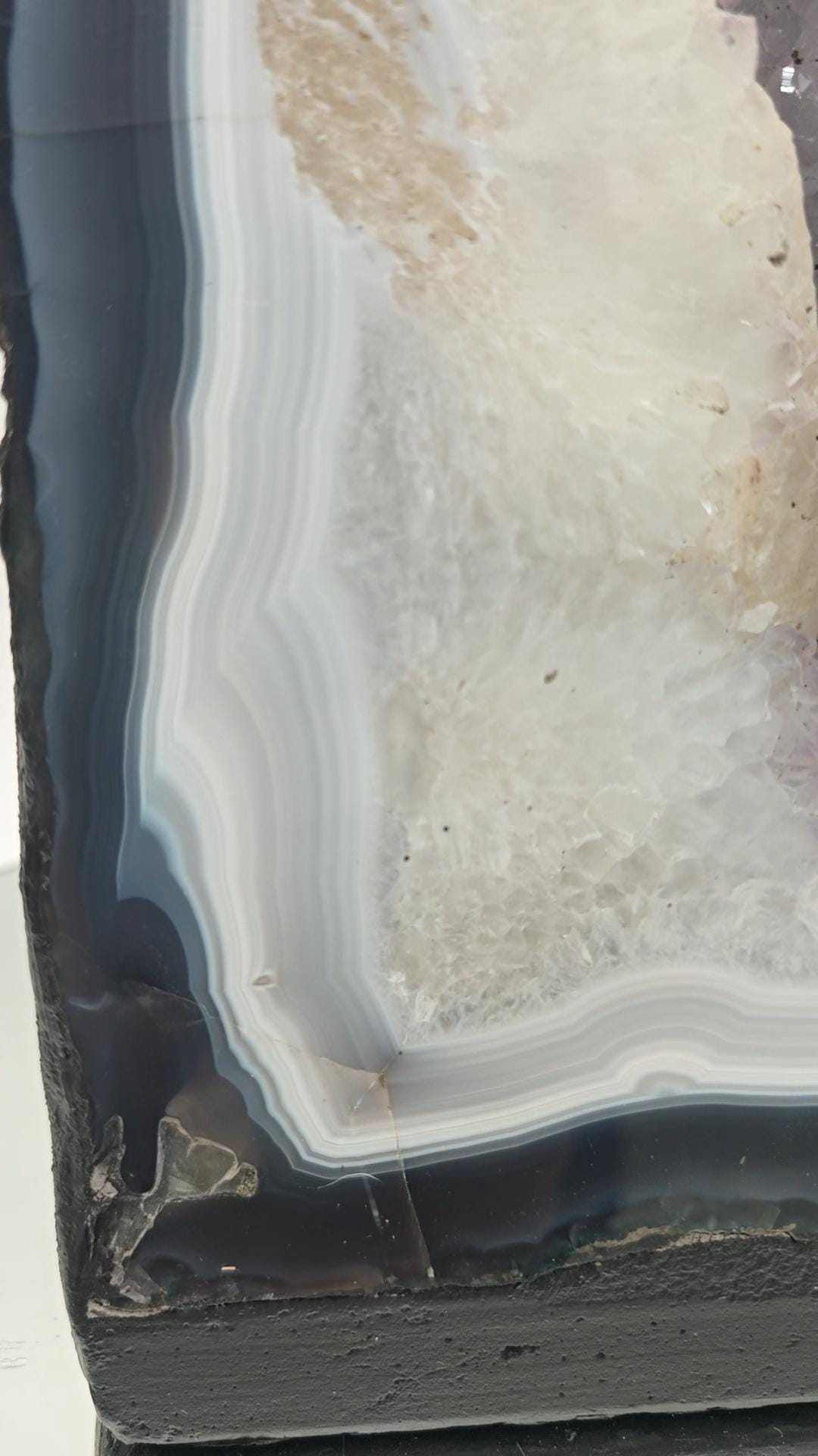 AAA+ Amethyst Cathedral with Blue Banded Agate & UV Reactive Calcite - Brazilian Amethyst Geode Crystal Hoarder