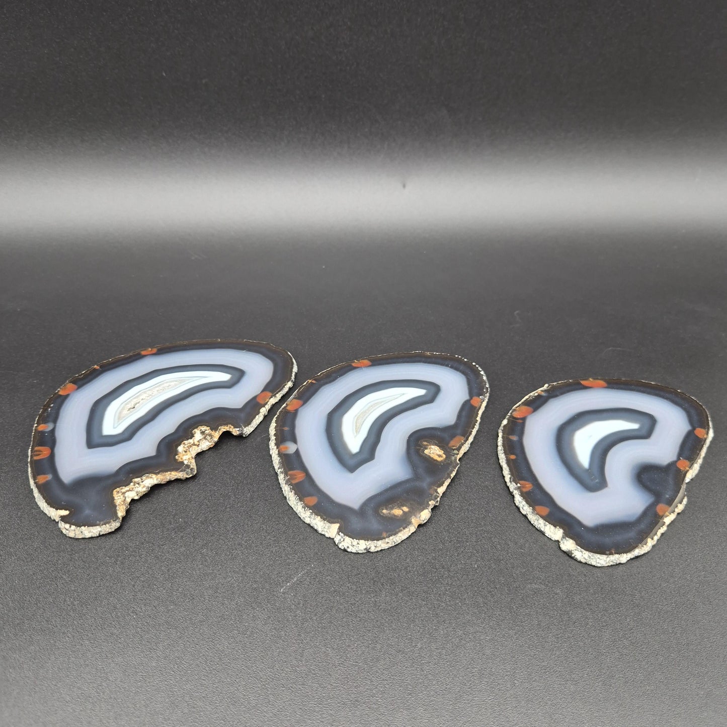 AAA Translucent Agate Slices with Druzy - Set of 3 | 5in x 3in Natural Crystal Decor | 0.73 lbs Crystal Hoarder