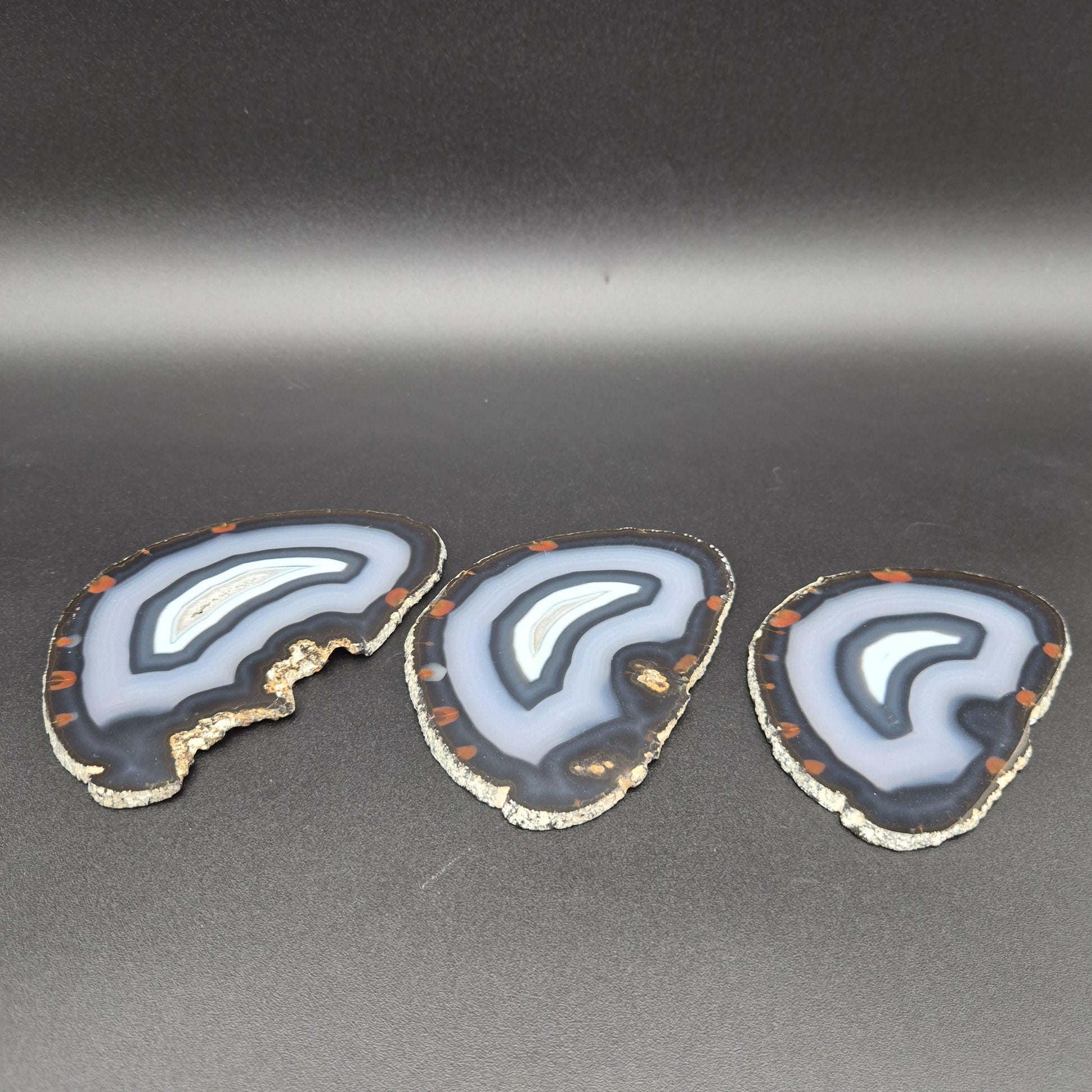 AAA Translucent Agate Slices with Druzy - Set of 3 | 5in x 3in Natural Crystal Decor | 0.73 lbs Crystal Hoarder