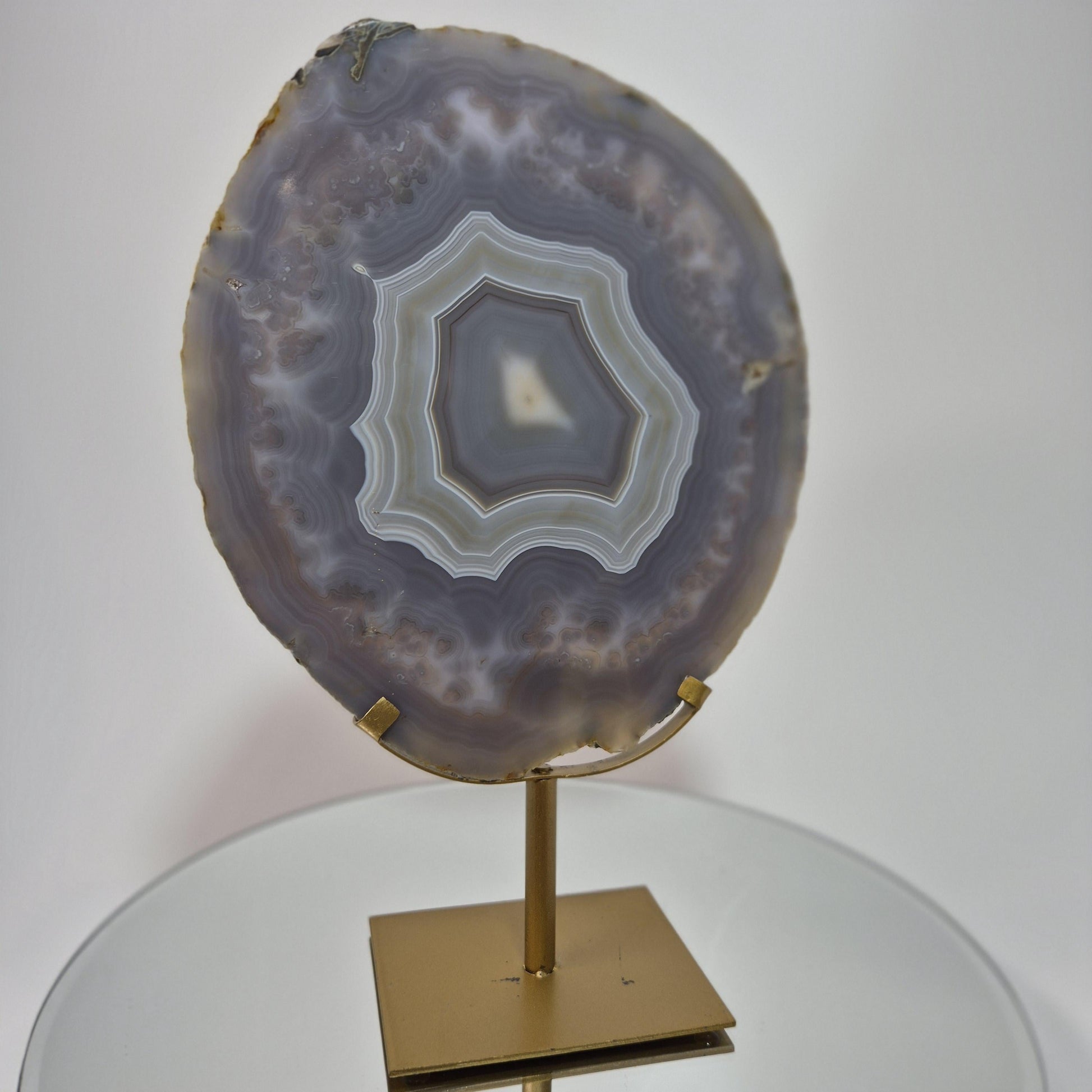 Blue Banded Agate Slice from Brazil - Can be Backlit! Crystal Hoarder