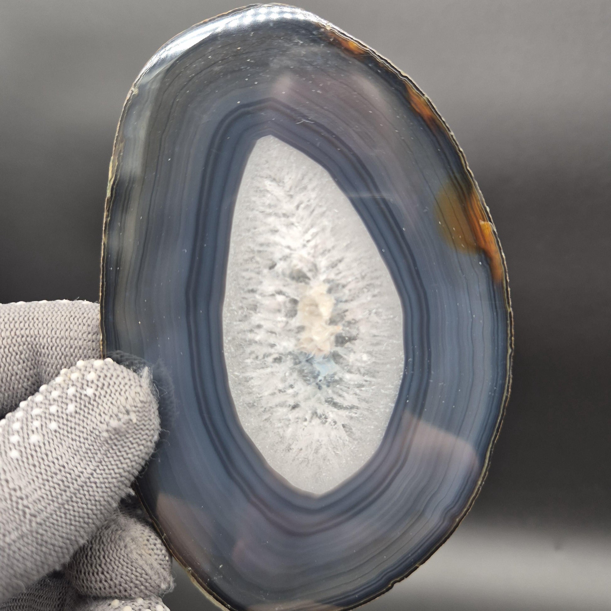 AAA+ Translucent Agate Slices with Quartz - Brazil | Set of 5 | 5x3in Natural Druzy | 1.04 lbs Crystal Hoarder