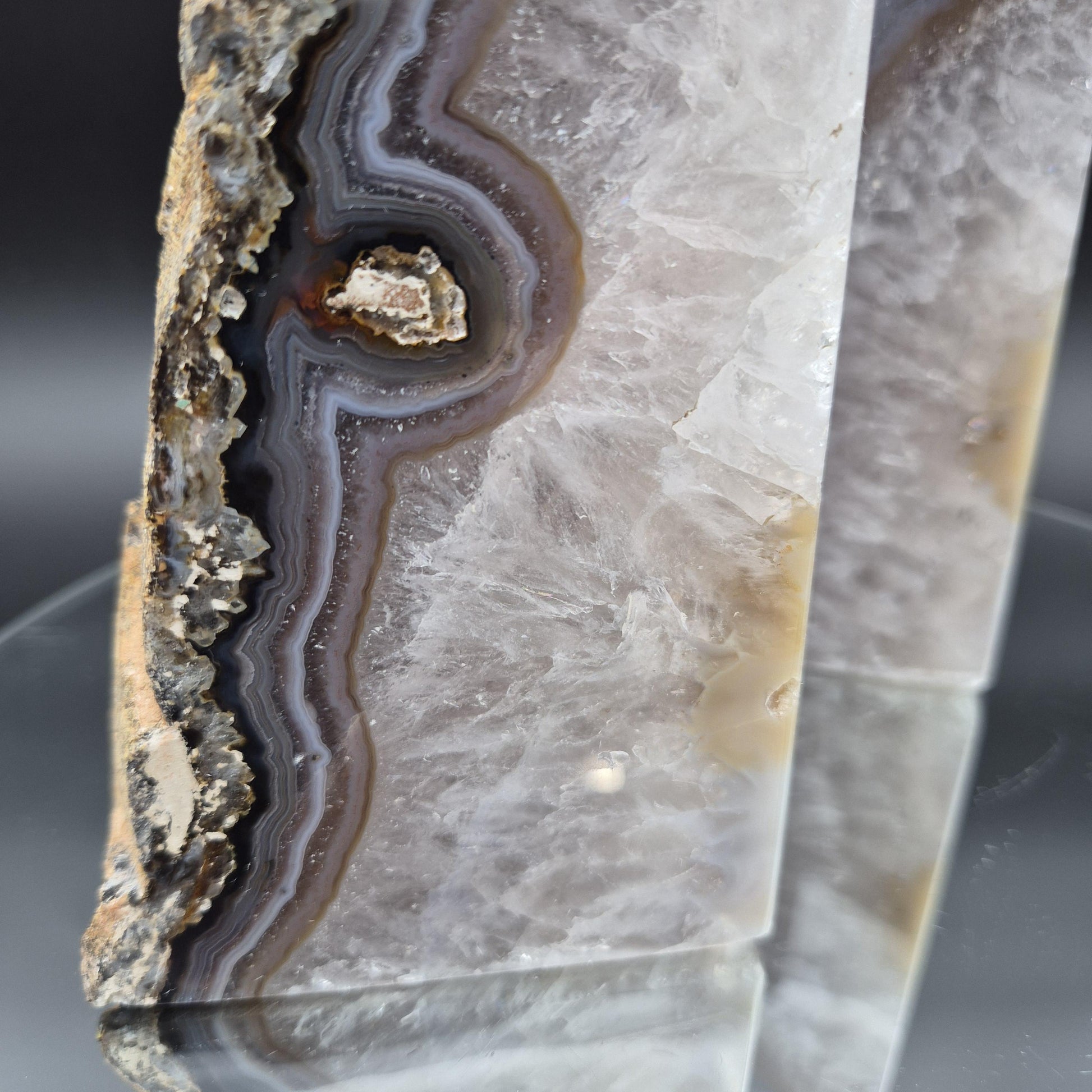 Two in One Blue Banded Agate Bookends with Stalactite Eyes from Brazil 6.46 lbs Crystal Hoarder Crystal Hoarder
