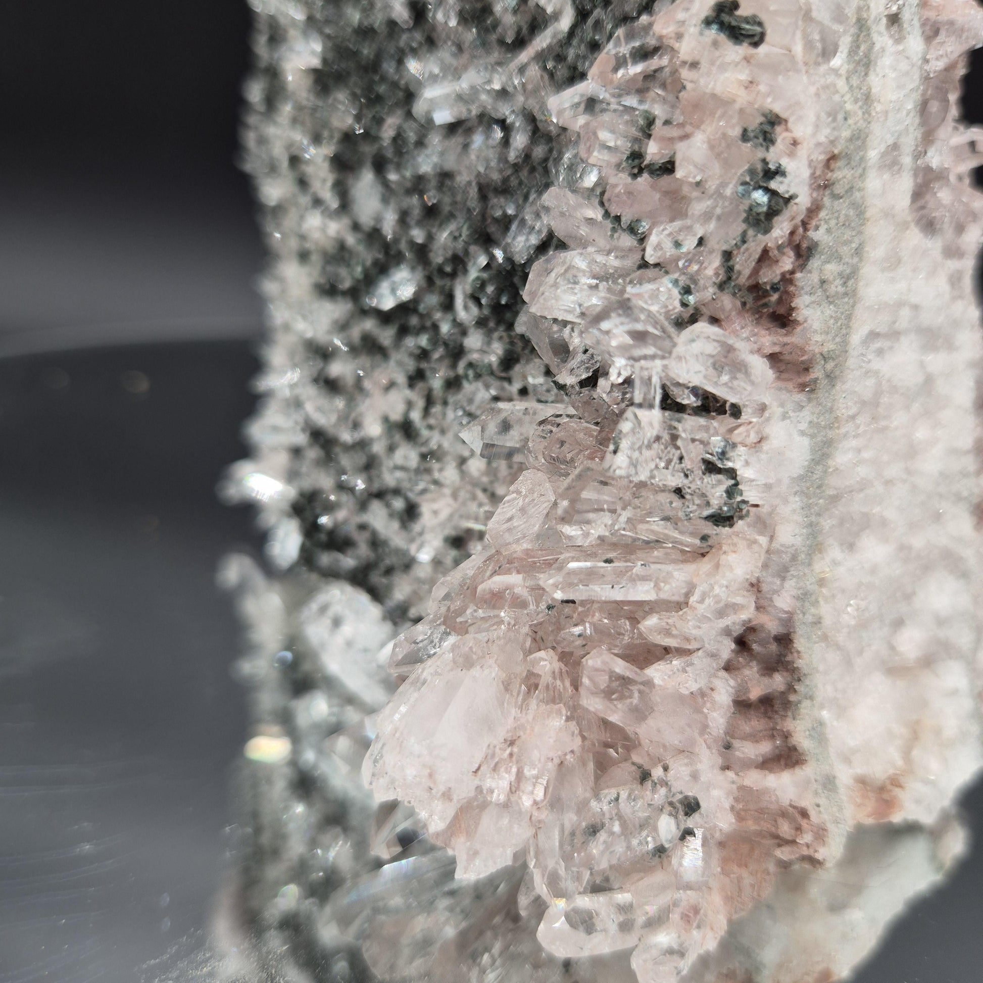 AAA+ Large Double-Sided Water Clear Pink Lemurian Points with Chlorite - Colombia, 2.73 lbs, 6 x 4in Crystal Hoarder