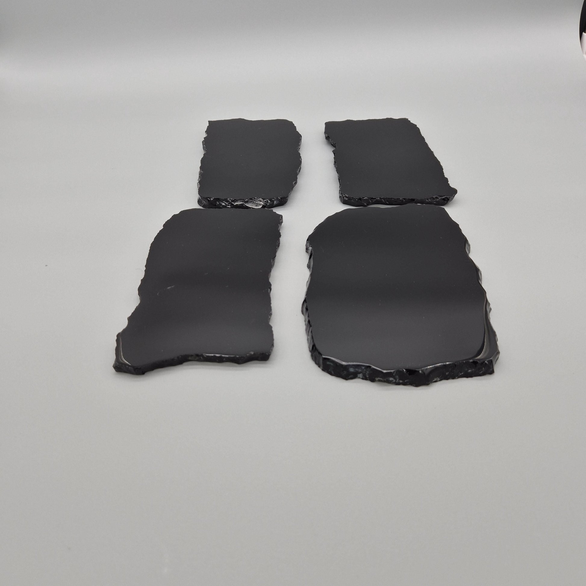 Polished Obsidian Scrying Mirror - Natural Live Edge Volcanic Glass - Black Obsidian Display (1) Mirror - 7 x 4in Crystal Hoarder