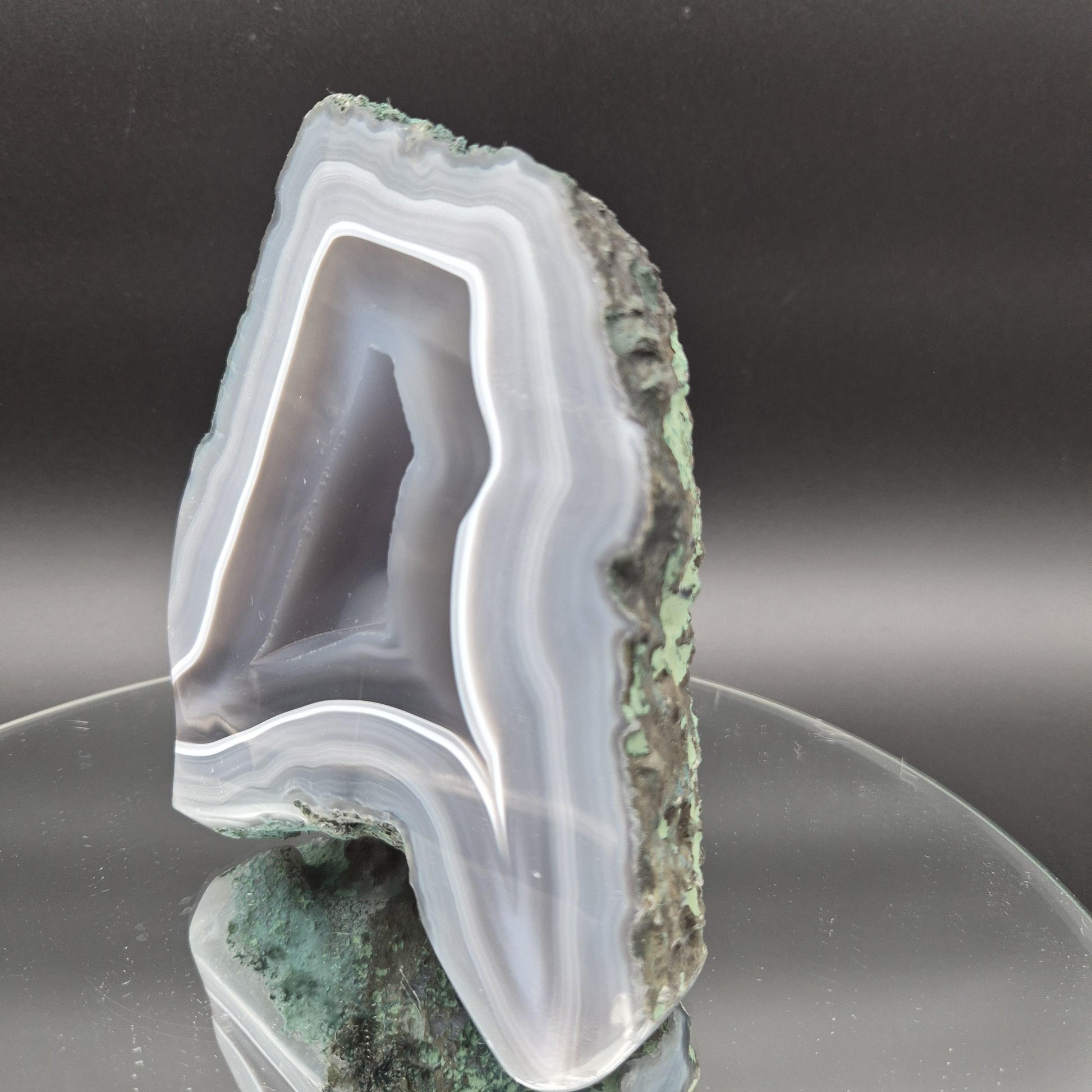 Super Rare AAA+ Blue Banded Agate with Matte Center – Brazil – 3.62 lb Display Specimen Crystal Hoarder