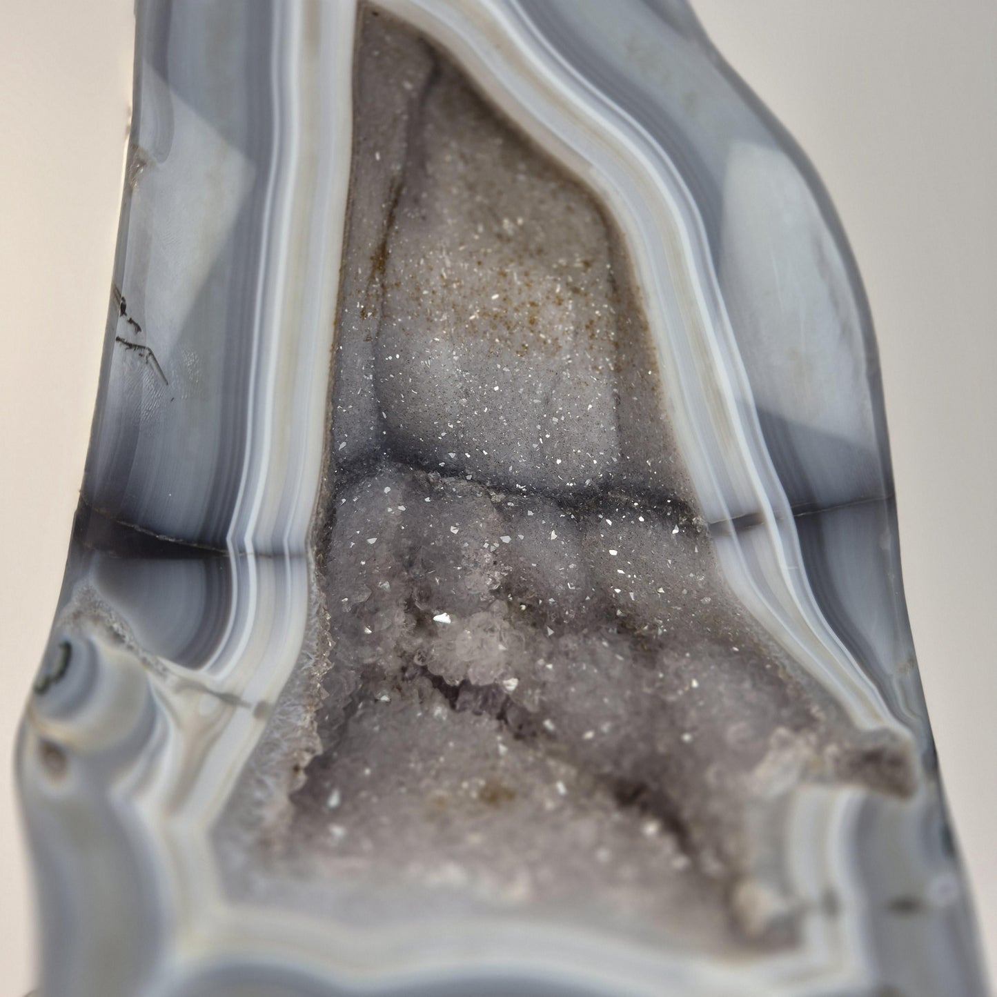 Galaxy Amethyst Druzy Cathedral with Blue Banded Agate Crystal Hoarder