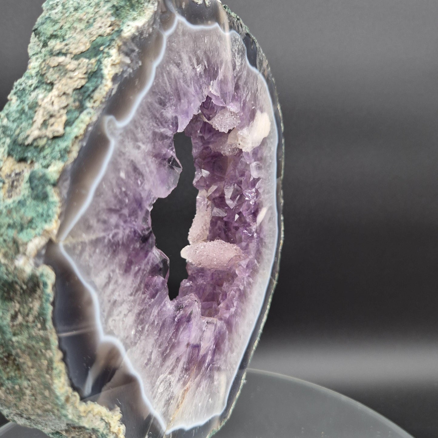 Super Rare AAA+ Amethyst Portal with UV Reactive Calcite Quartz Blue Agate Brazil 5.07 lbs 9.5x7.5x1.5 Collector Crystal Crystal Hoarder