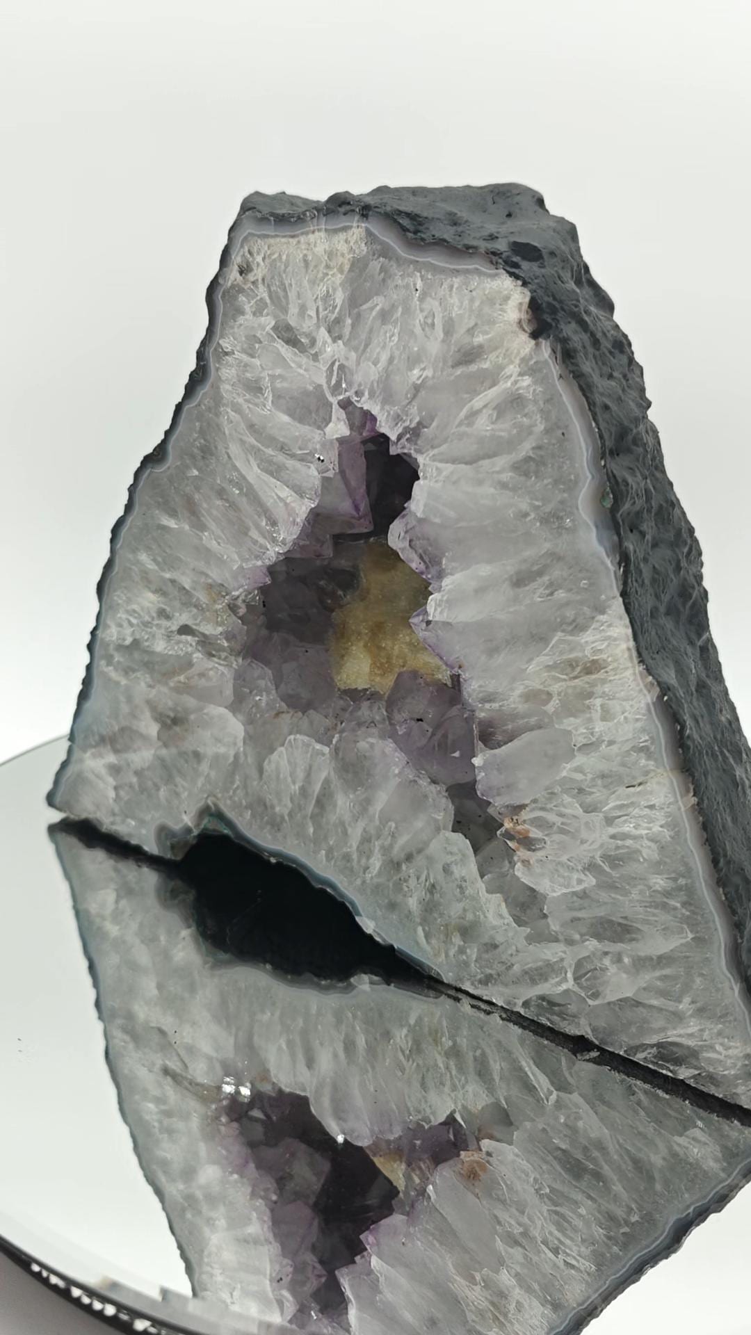 Amethyst Cathedral with Calcite - Brazilian Amethyst Geode - 11.22 lbs - 7.5 x 8.5in Crystal Hoarder