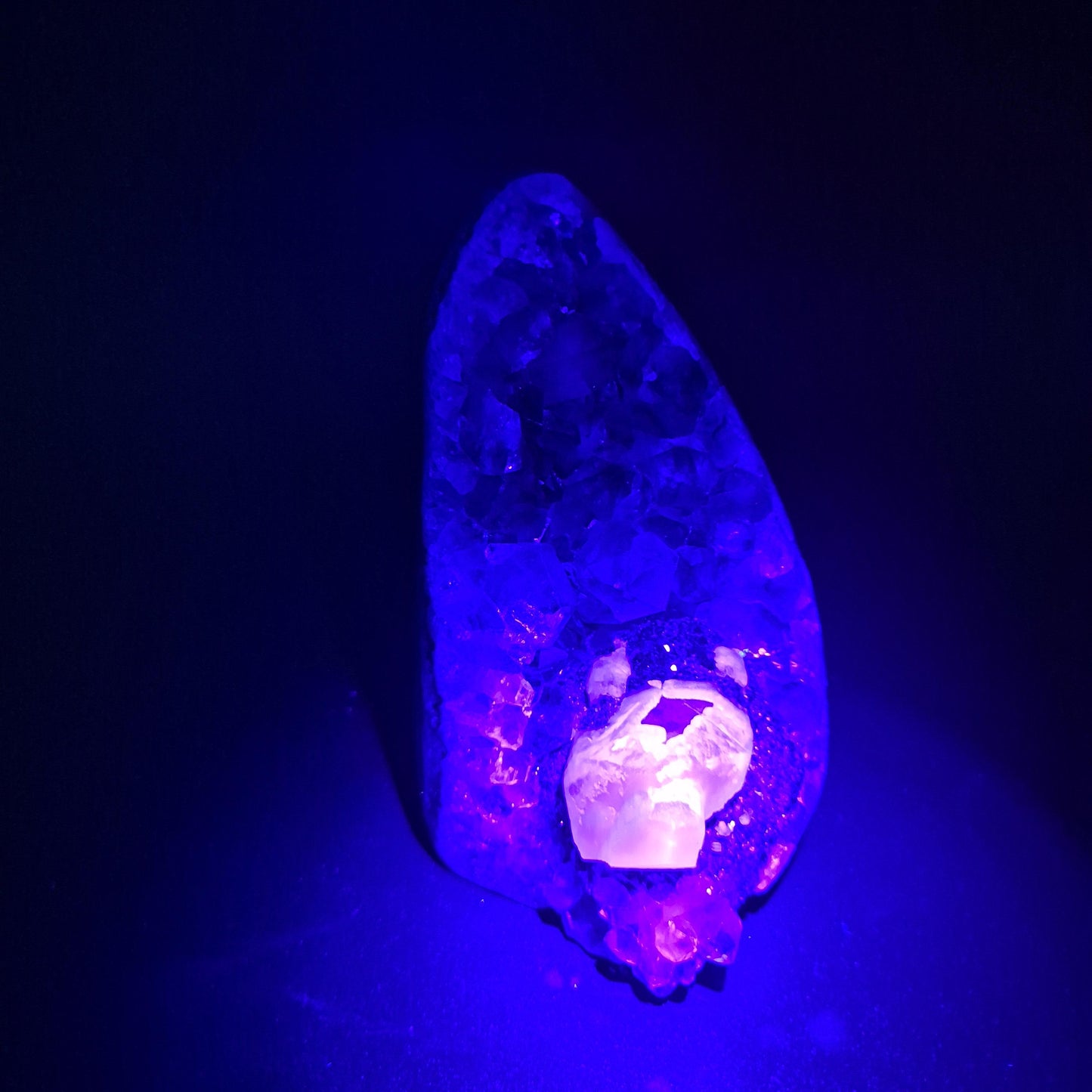 Rare Amethyst with Black Hematite & UV Reactive Calcite | Brazilian Mineral Specimen | 3.24 lb Collector Crystal Crystal Hoarder