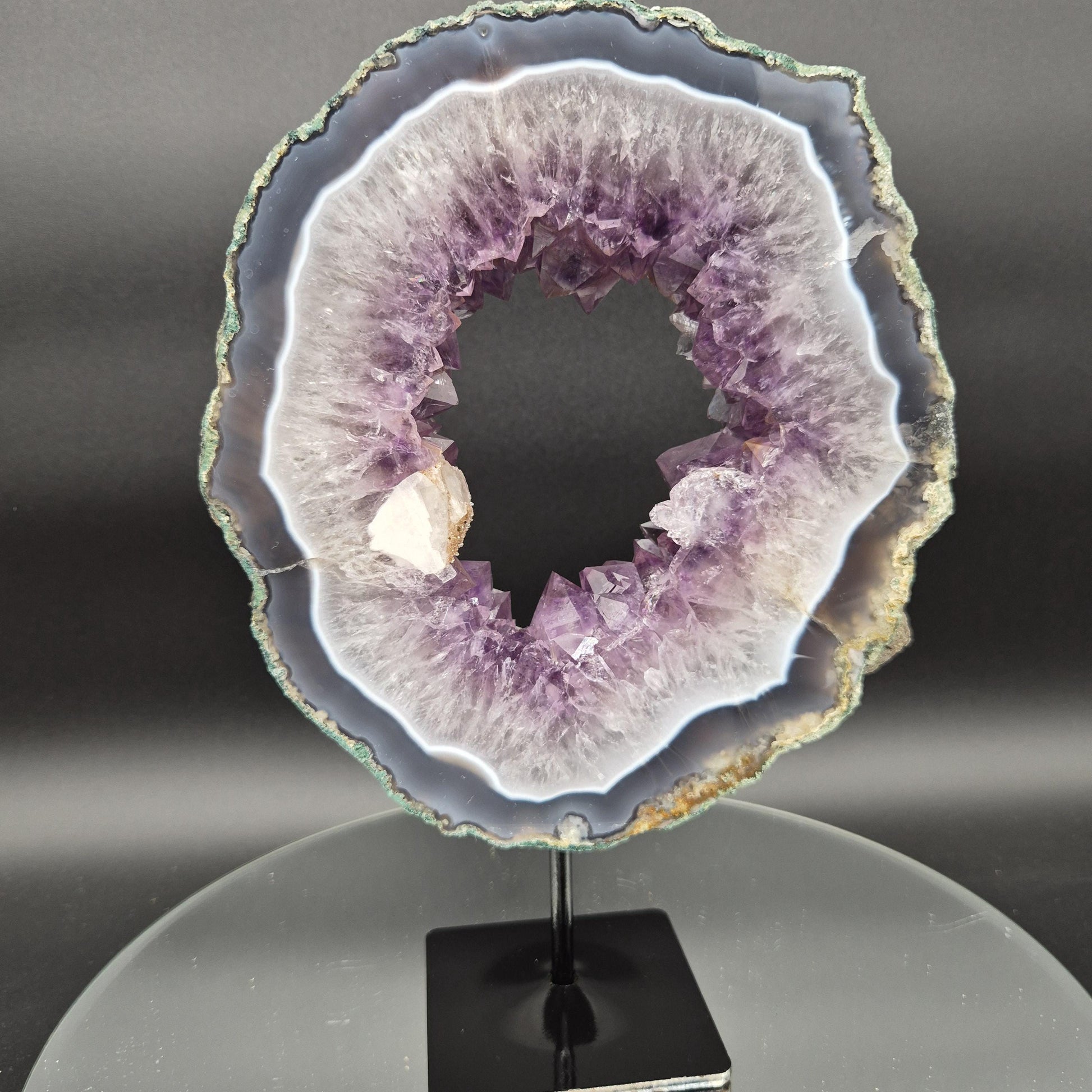 AAA+ Super Rare Amethyst Portal with UV Reactive Calcite Quartz Sugar Hematite Blue Agate Brazil 5.73lbs 10x7x1.5 inches Crystal Hoarder