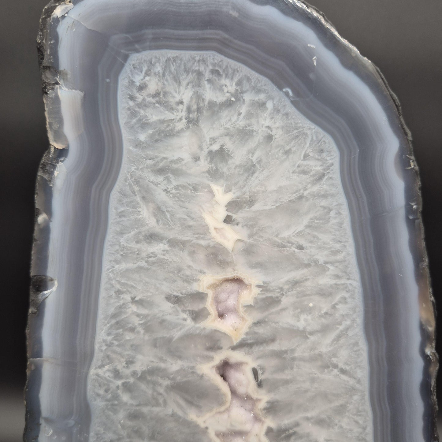 AAA+ Druzy Amethyst with Blue Banded Agate Cathedral 16.39 lbs 13.5 x 6.5 x 4 Brazil Crystal Hoarder