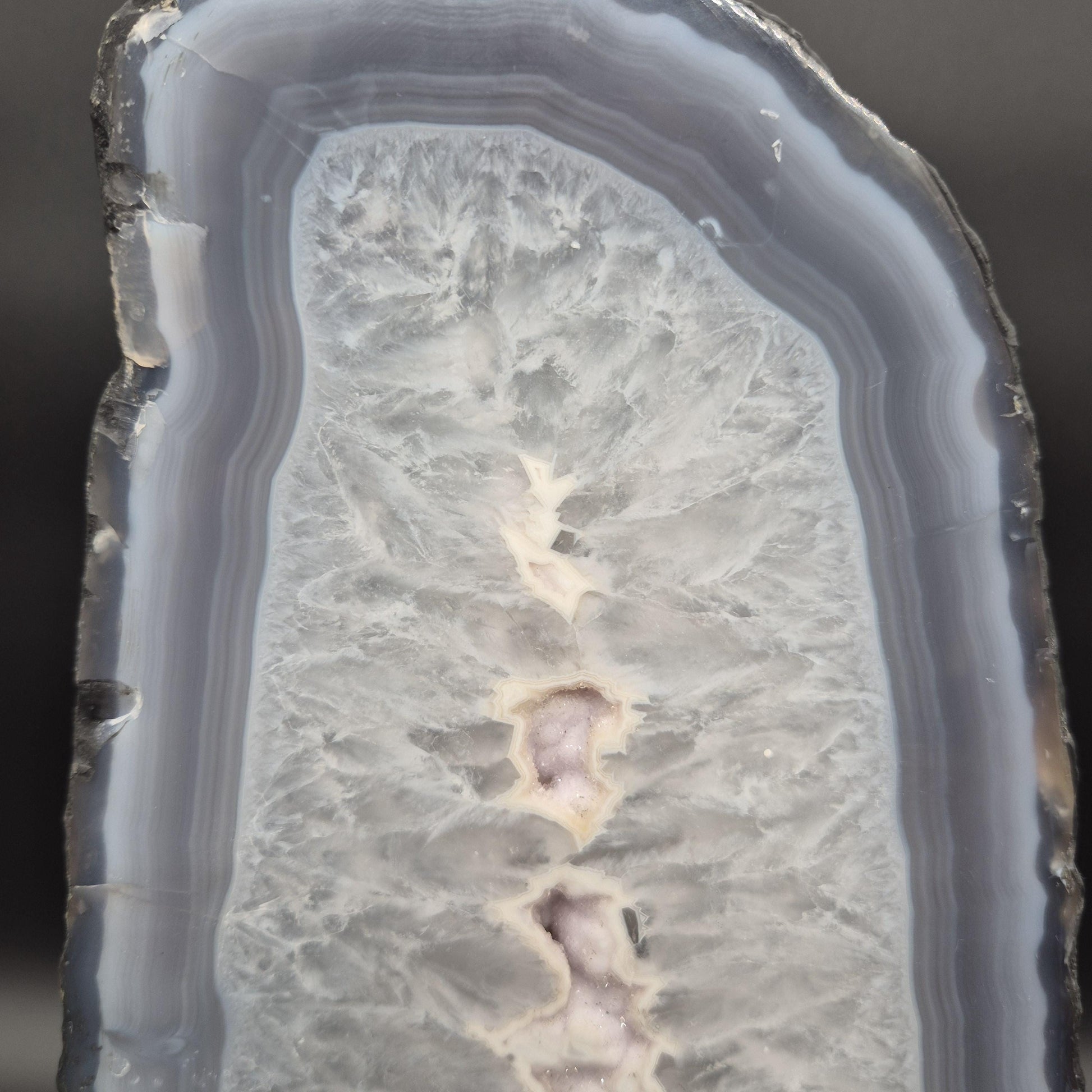 AAA+ Druzy Amethyst with Blue Banded Agate Cathedral 16.39 lbs 13.5 x 6.5 x 4 Brazil Crystal Hoarder
