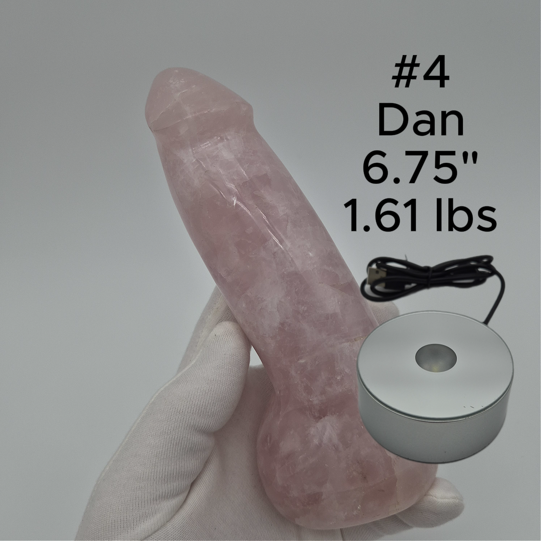 Rose Quartz Penis Sculpture - Unique Hand-Carved Crystal Art Optional LED Display Stand Crystal Hoarder