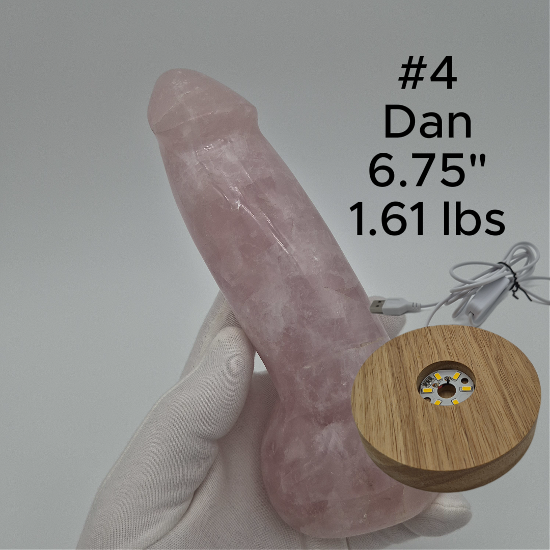 Rose Quartz Penis Sculpture - Unique Hand-Carved Crystal Art Optional LED Display Stand Crystal Hoarder