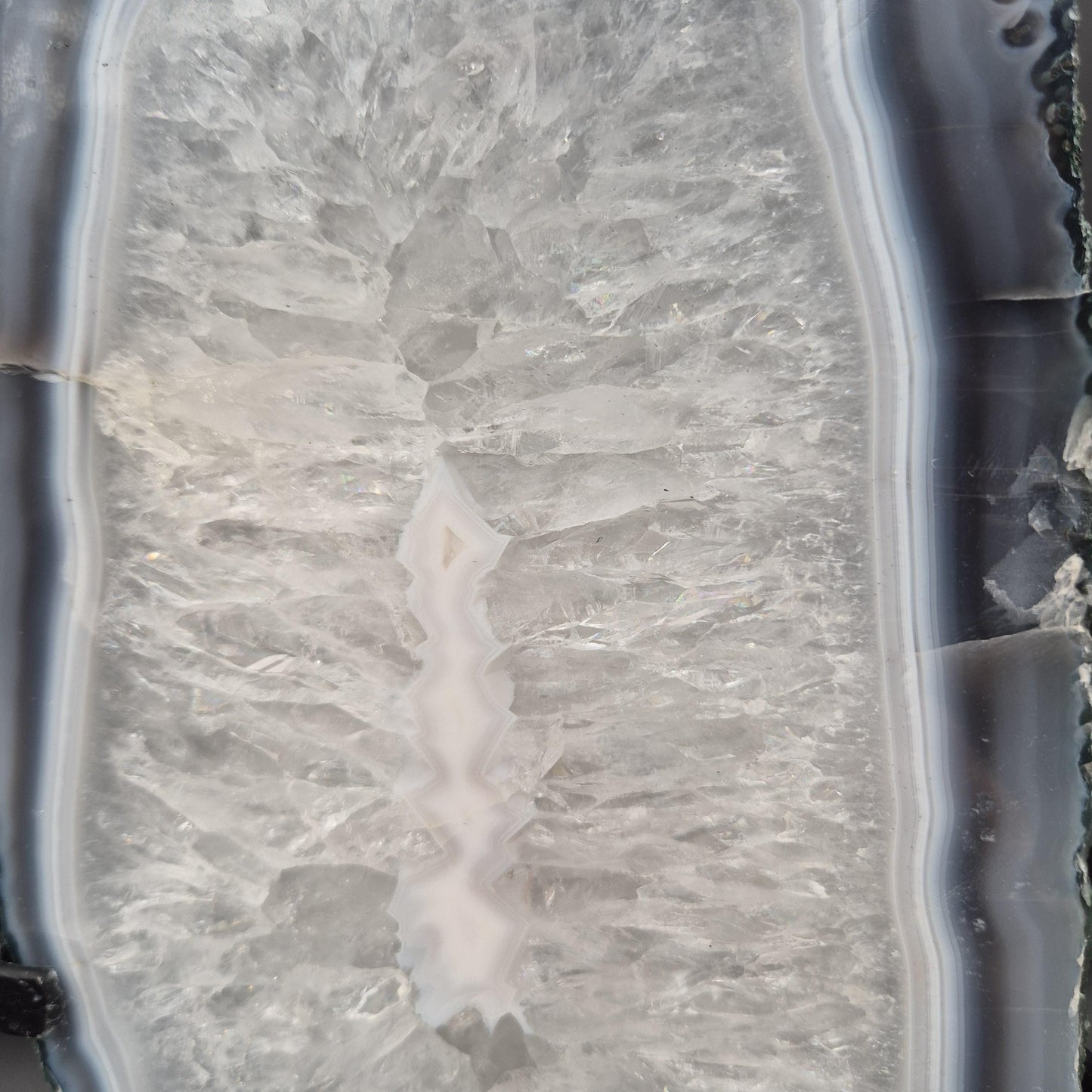 Polished Quartz with Blue Banded Agate Backlit Slab Brazil 8.61 lbs 14x6.5x1.5 Statement Crystal Display Crystal Hoarder