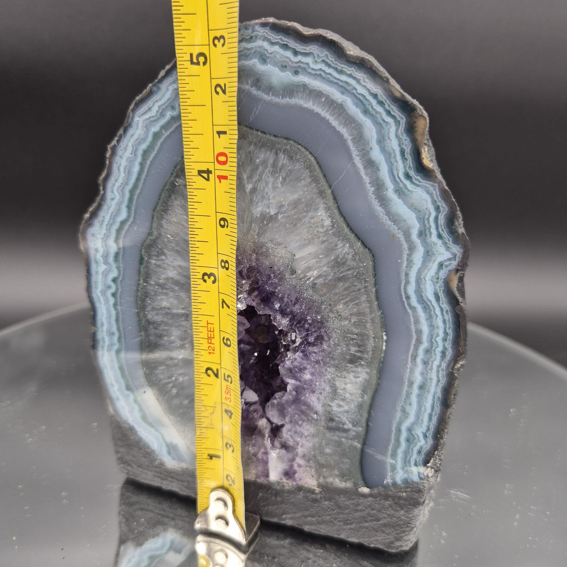 Super Rare Amethyst Cathedral Green and Blue Banded Agate Uruguay 5x4x3 3.09 lbs Crystal Hoarder