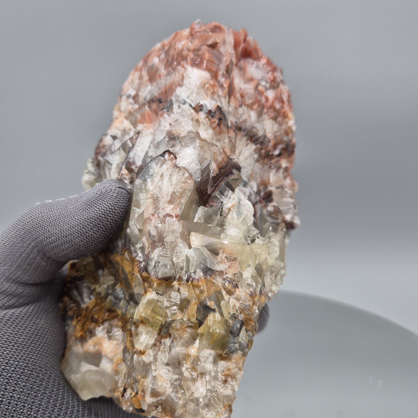 AAA+ Tri-Color Rainbow Banded Calcite Cluster - 7in, 3.6 lbs - Chihuahua Mexico Calcite, Natural Mineral Display Specimen Crystal Hoarder