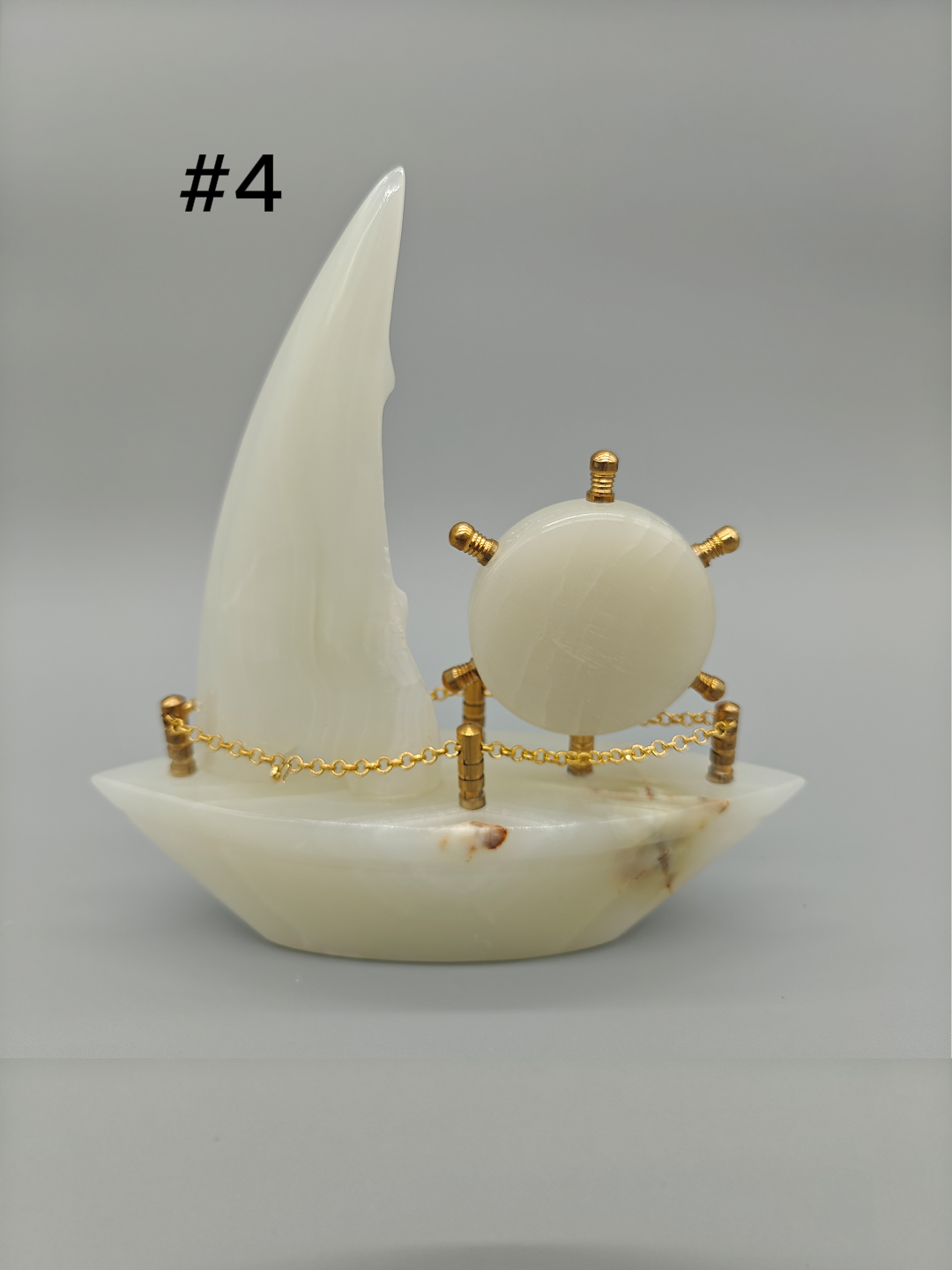 Onyx Sailboat Clock - Nautical Desk Decor, Luxury Crystal Timepiece with Optional light up base Crystal Hoarder