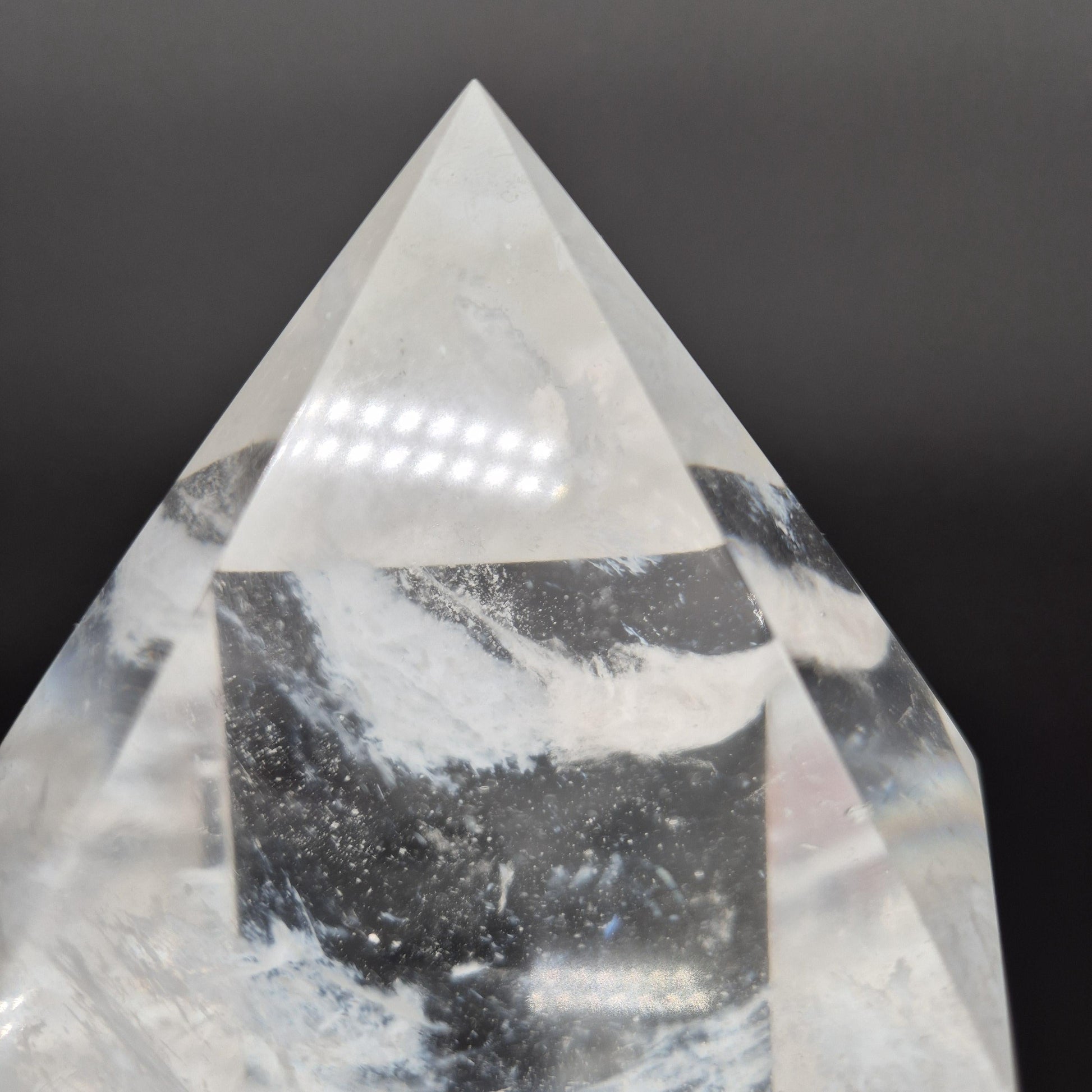 Huge Clear Quartz Tower with White Cloud Inclusions - Man Made Smelted Quartz - 20.79 lbs - 17in x 6in - Optional Light Base Crystal Hoarder